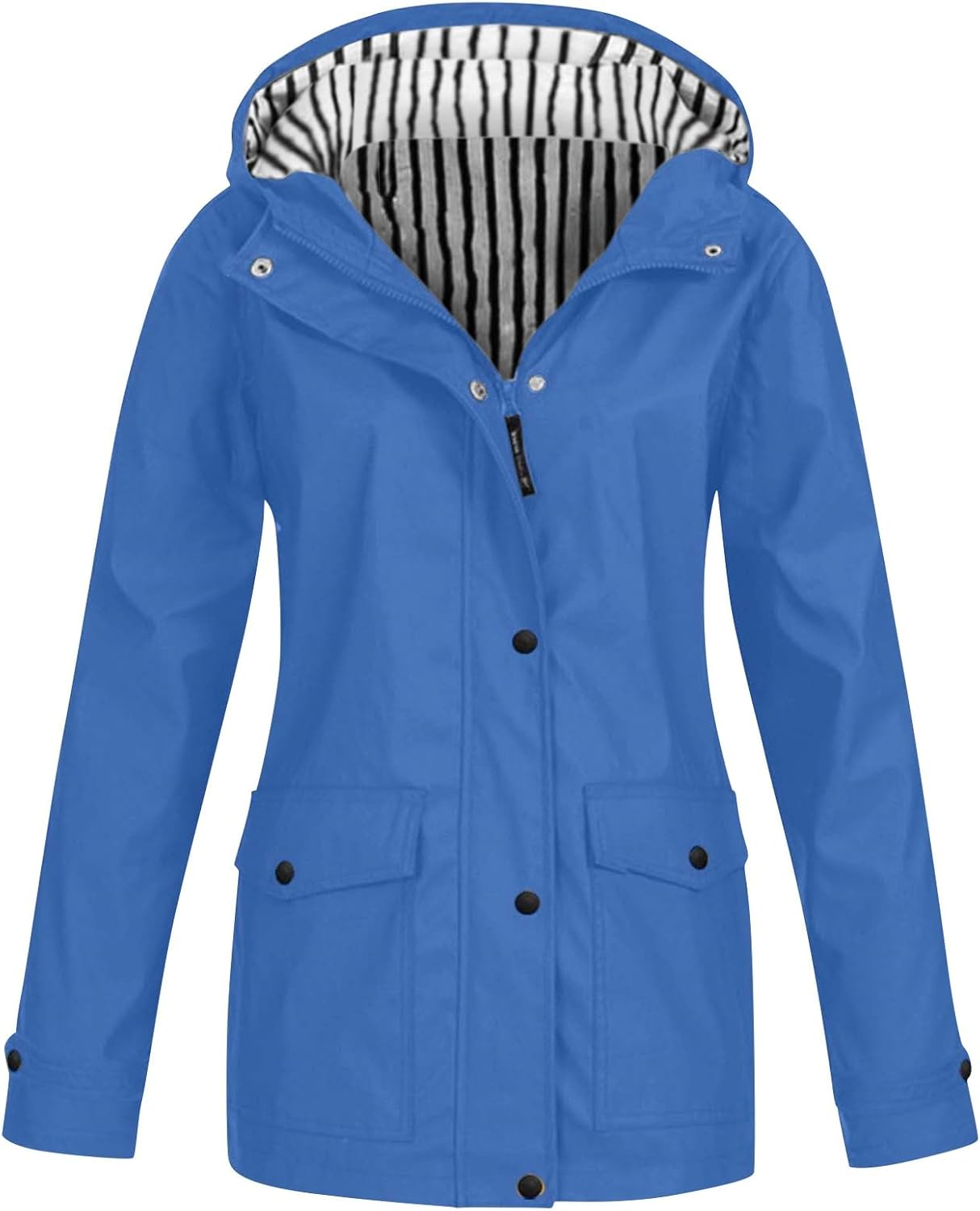 Weather-Resistant long hooded rain jacket for women