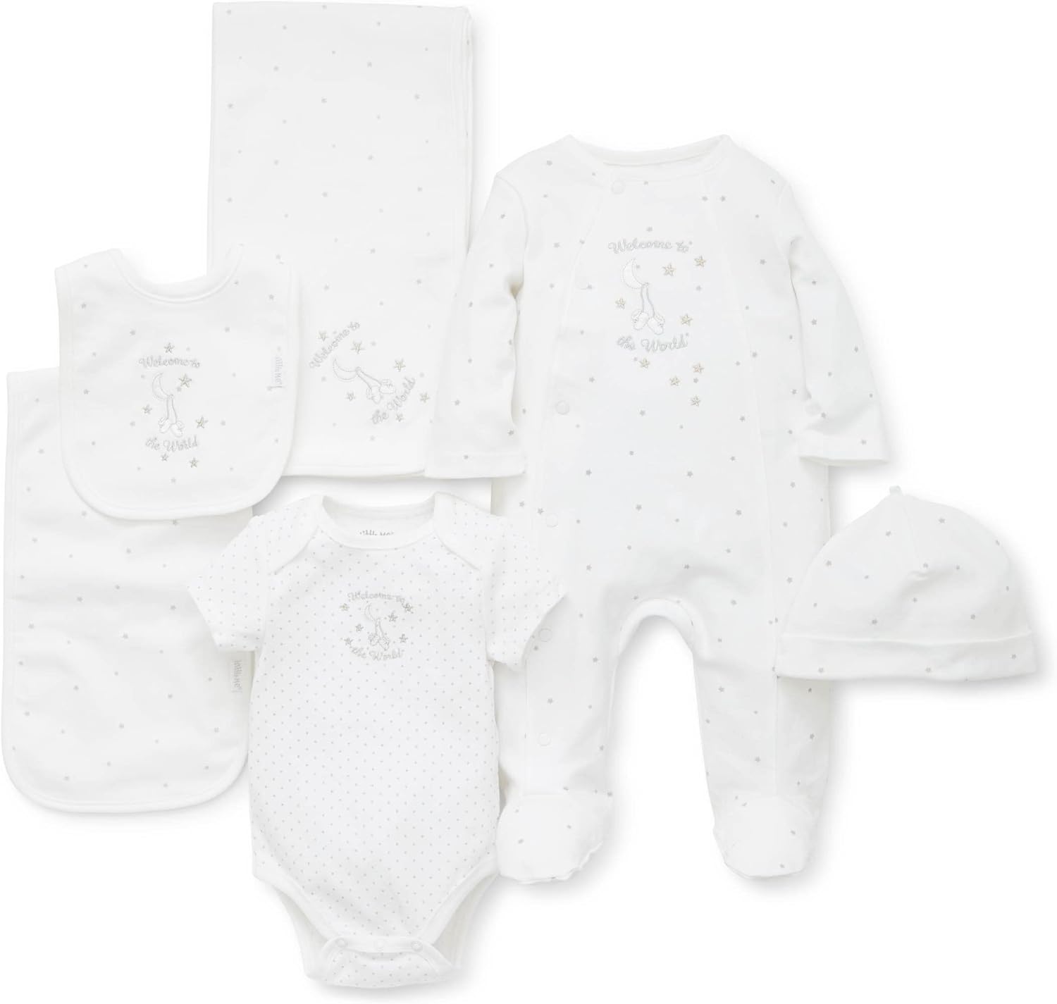Perfect Baby Layette Gift Set Footie Cap Bib Burp Set Swaddling Blanket
