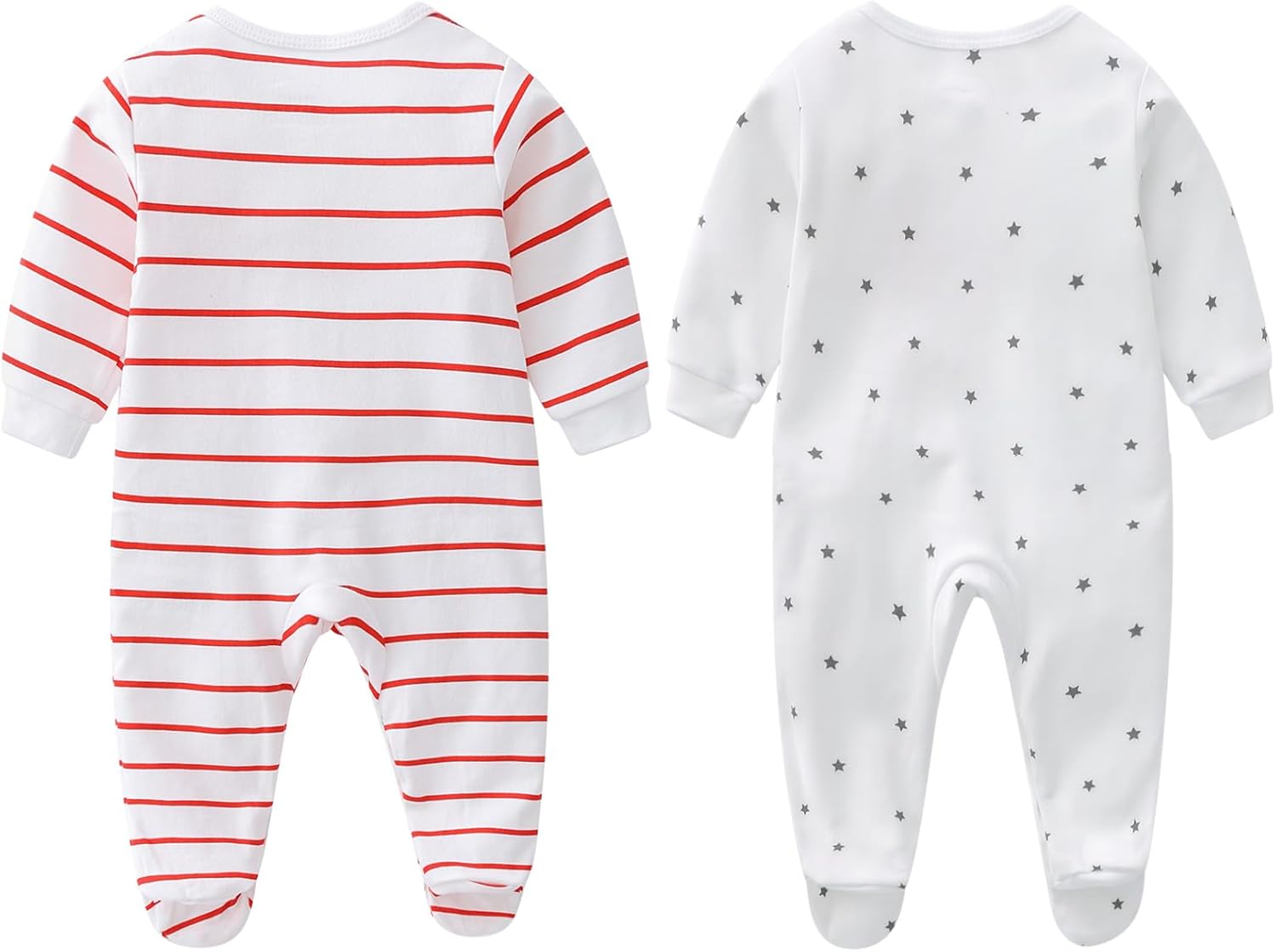 AOMOMO 2-Pack Baby Footies Newborn Romper