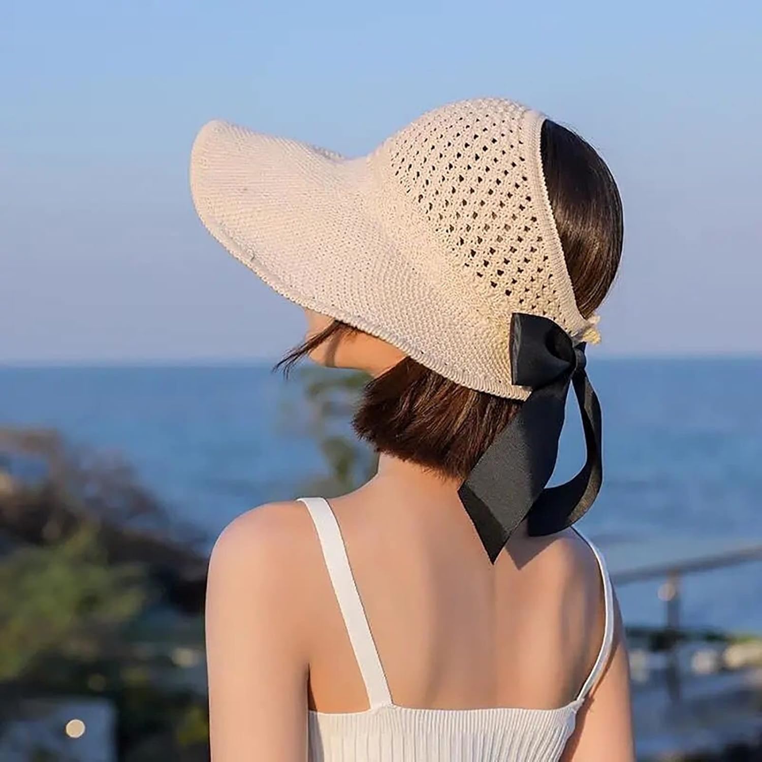 Foldable Wide-Brim Sun Visor Hats for Women Men Durable Stylish