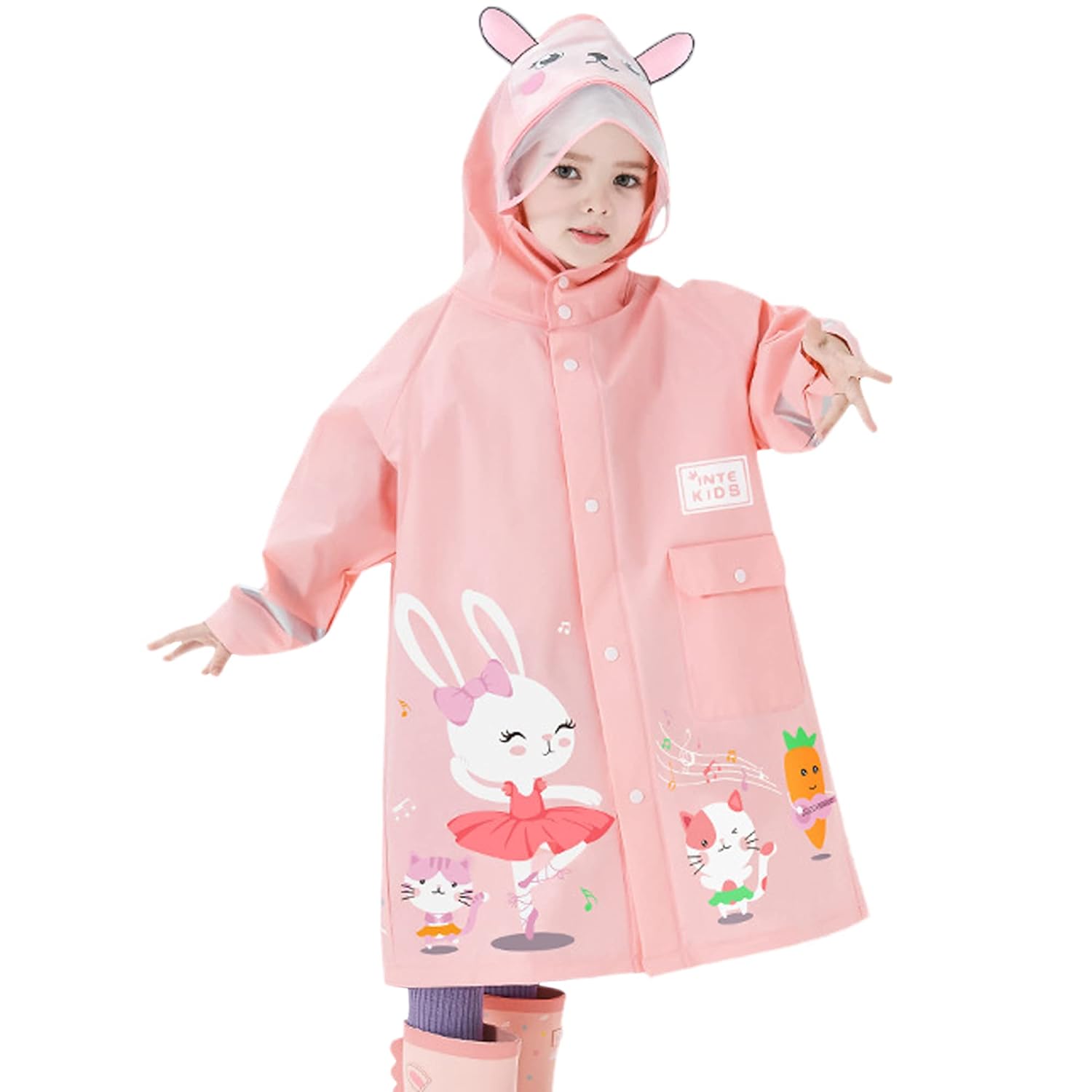 Fewlby Reflective Water-Resistant Rain Jacket for Kids M