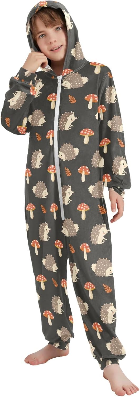 French Fries and Hamburger Onesie Pajamas Zip Up Sleepwear