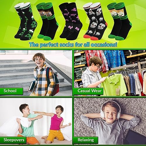 Minecraft Boys Crew Socks - Pack of 3 or 5