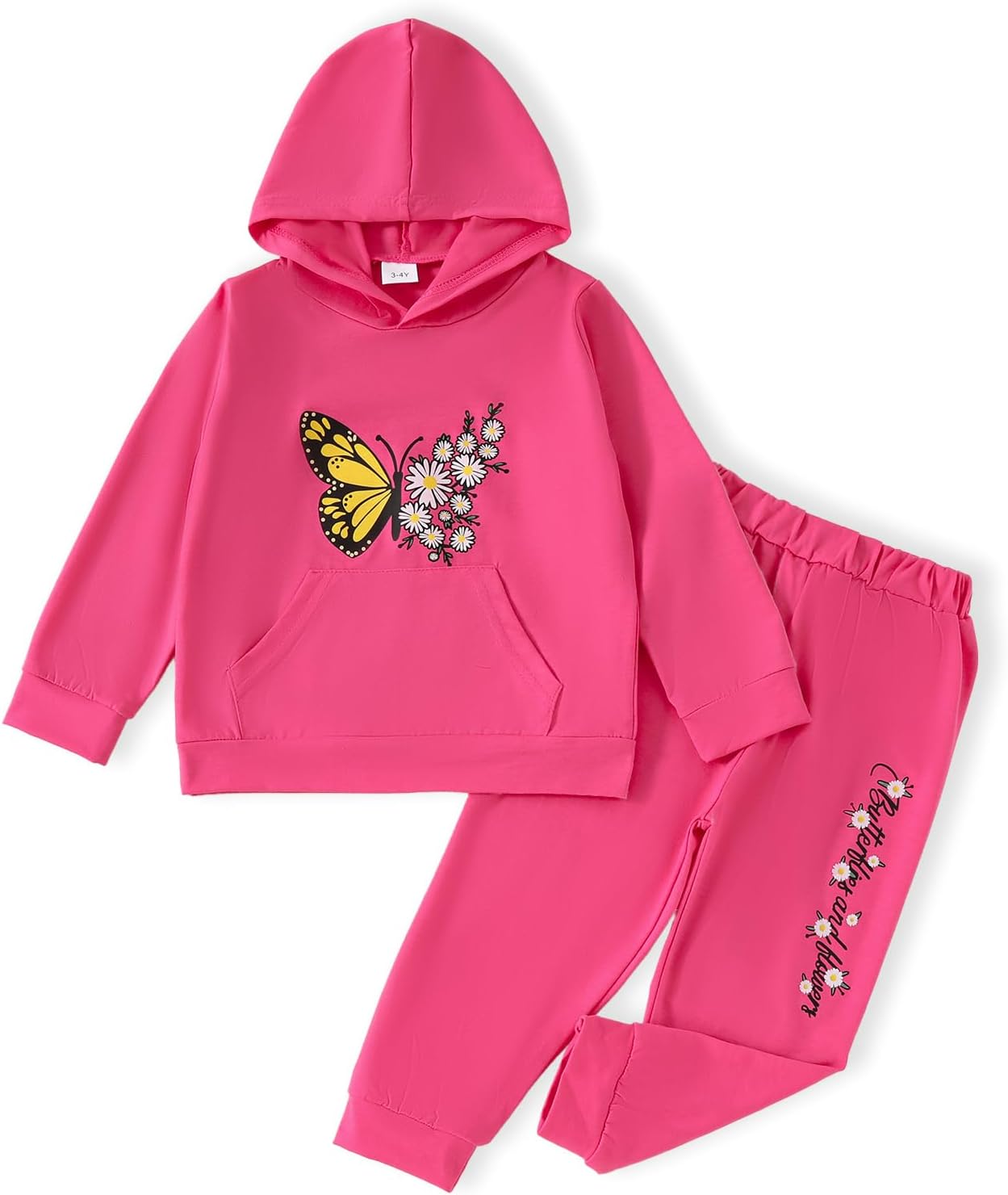 Cute Toddler Girl Butterfly Floral PrintCotTONBlend Set for FallWinter