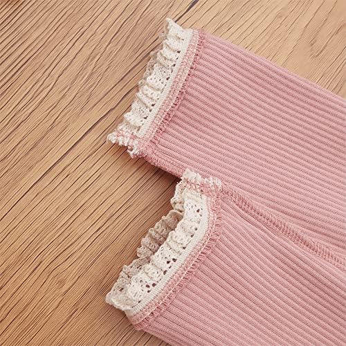IZYJOY Toddler Girl Leggings with Ruffle Lace Trim