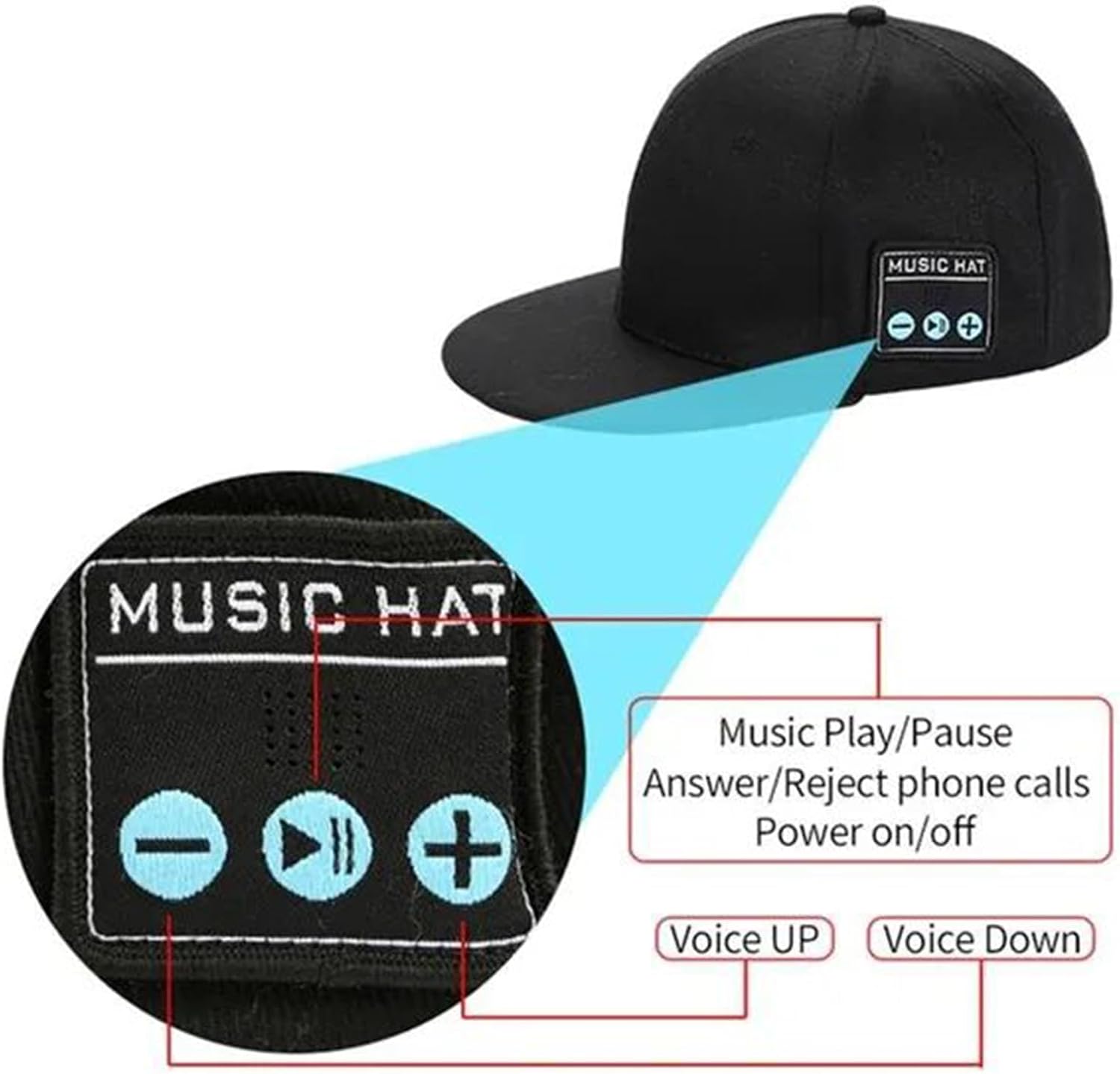 Generic Amber Wireless Bluetooth Speaker Baseball Cap for Outdoor Sports