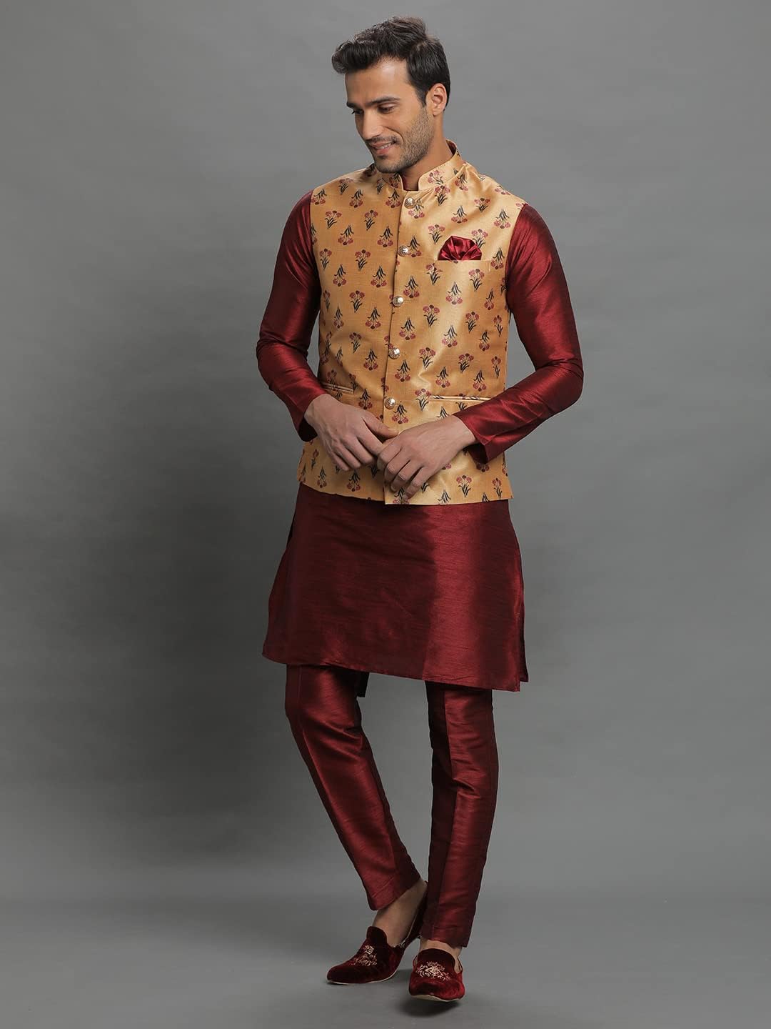 Elina Fashion Mens Kurta Pajama Nehru Jacket Set