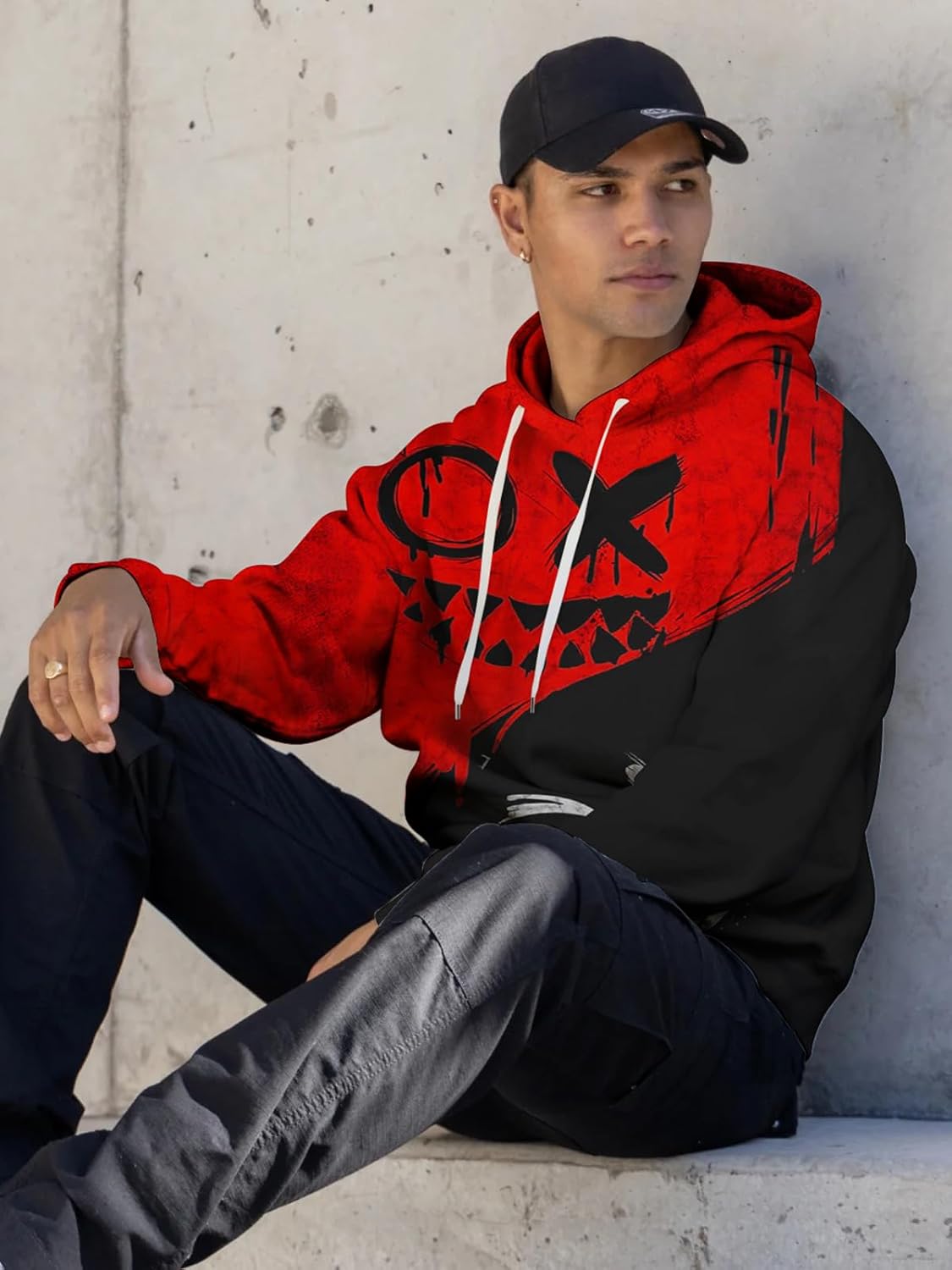 Mens 3D printed hoodie - Fashionable trendy