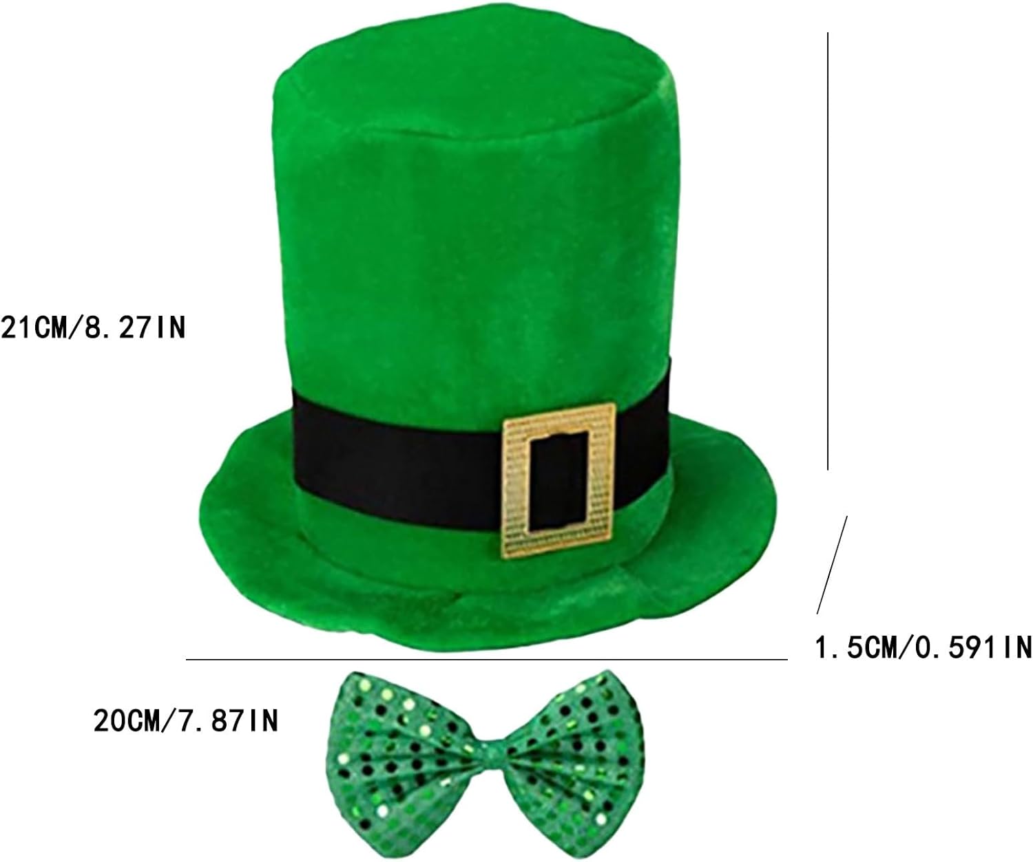 St Patricks Day Green shamrock hat with tie for Women Men