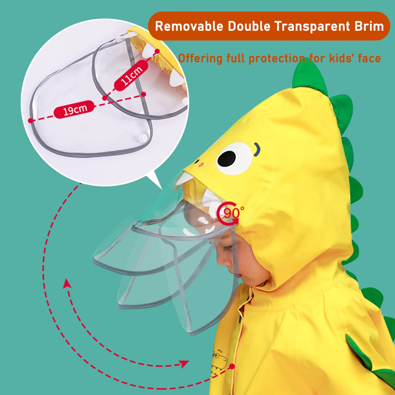 Fewlby Kids Raincoat Safe Water-Resistant Easy to Carry