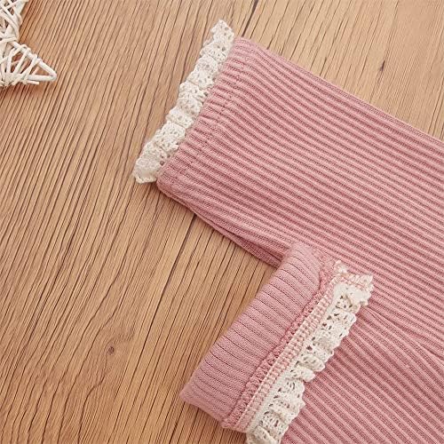 IZYJOY Toddler Girl Leggings with Ruffle Lace Trim
