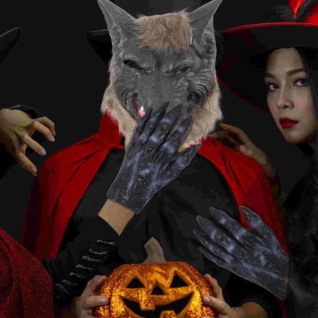 Halloween Costume Gloves for Adults - Flexible PVC Trick or Treat Trick