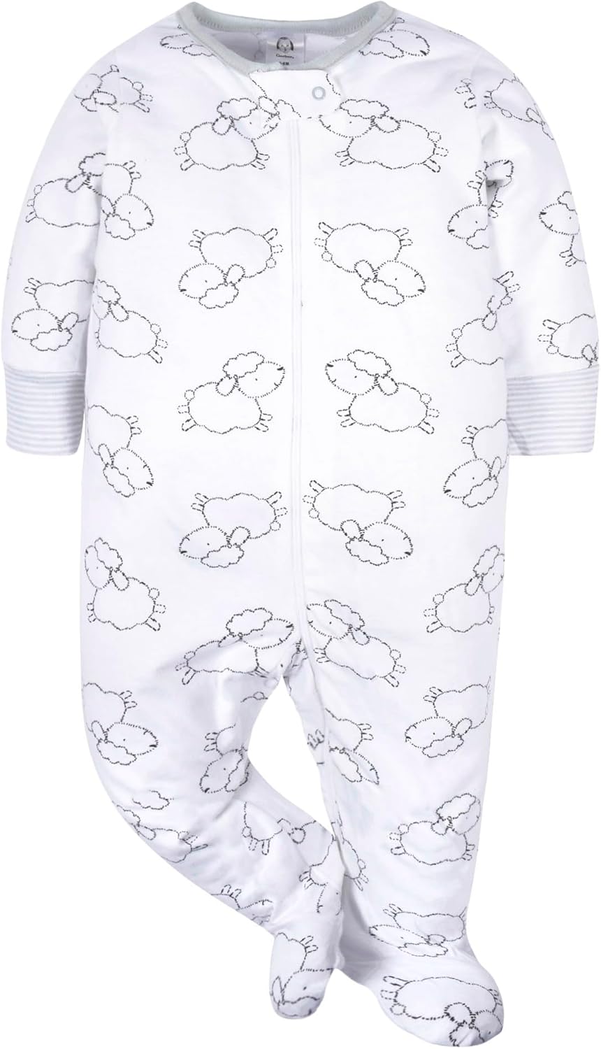 Sleep Play Footies 4-Pack Gerber Boys Long-Sleeve Machine Washable Mitten Cuffs
