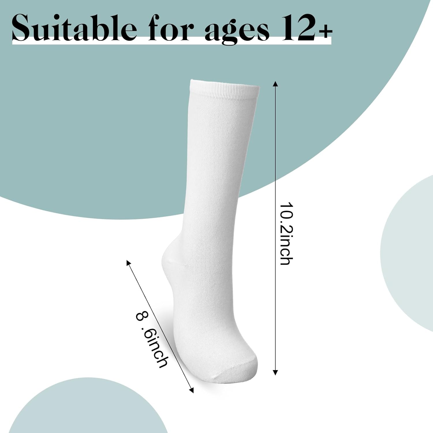 12-Pair White Knee-High Socks