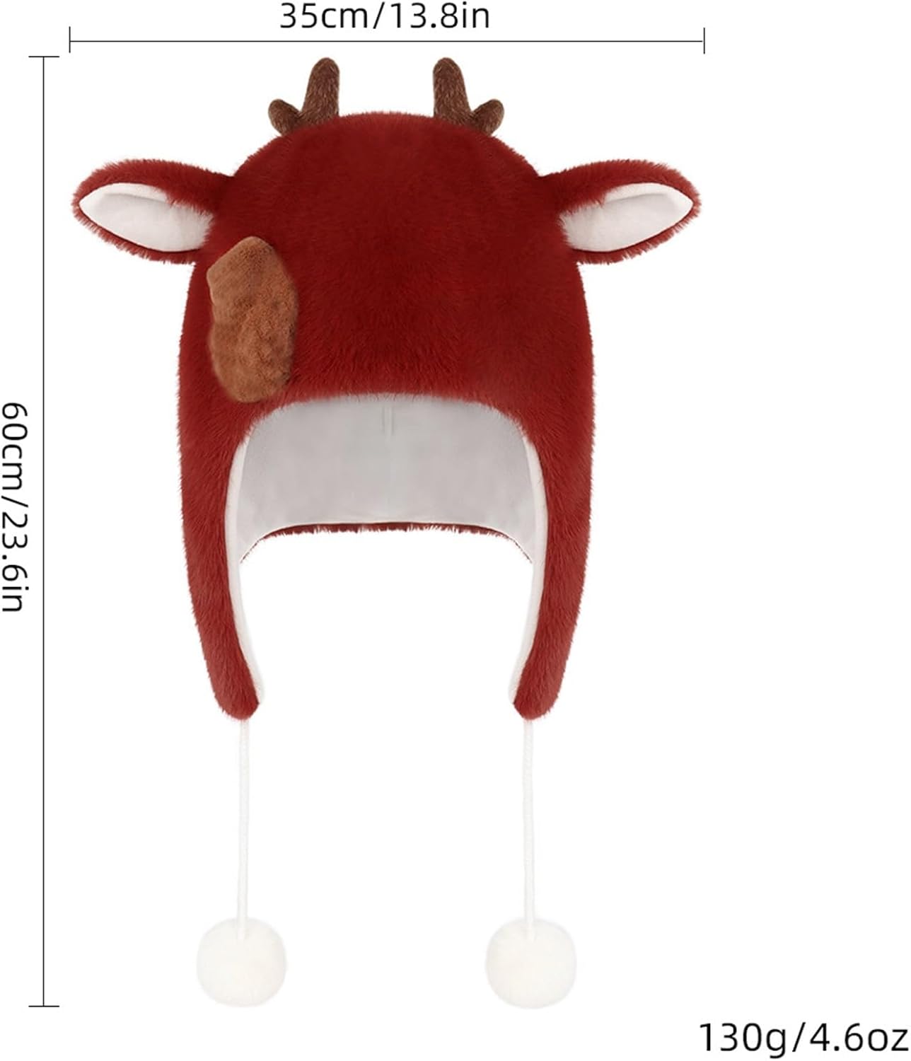 Handmade Christmas Reindeer Winter Ear Cap Soft and Warm for Holidays