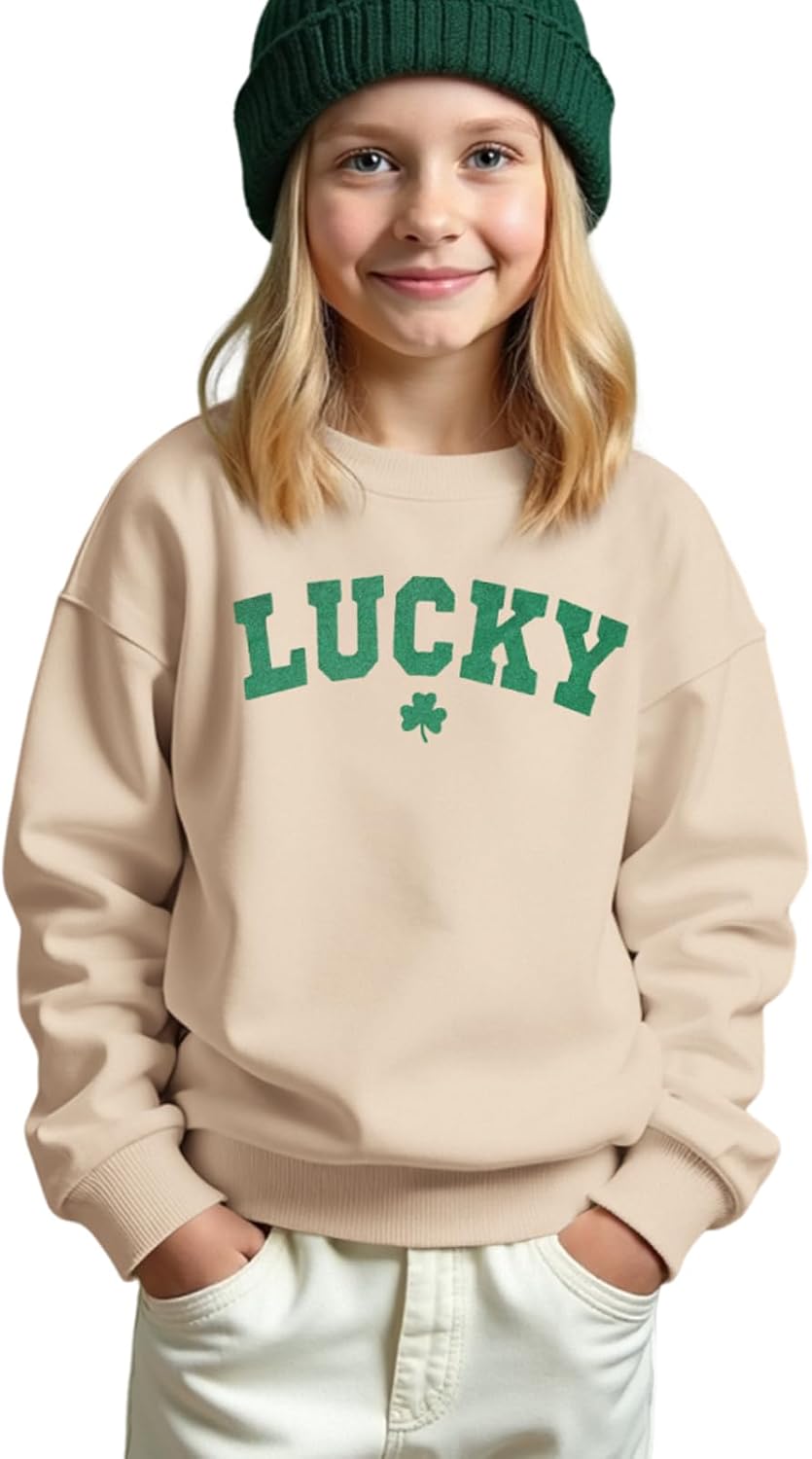 GLIGLITTR Boys Girls St Patricks Day Lucky Clover Sweatshirt