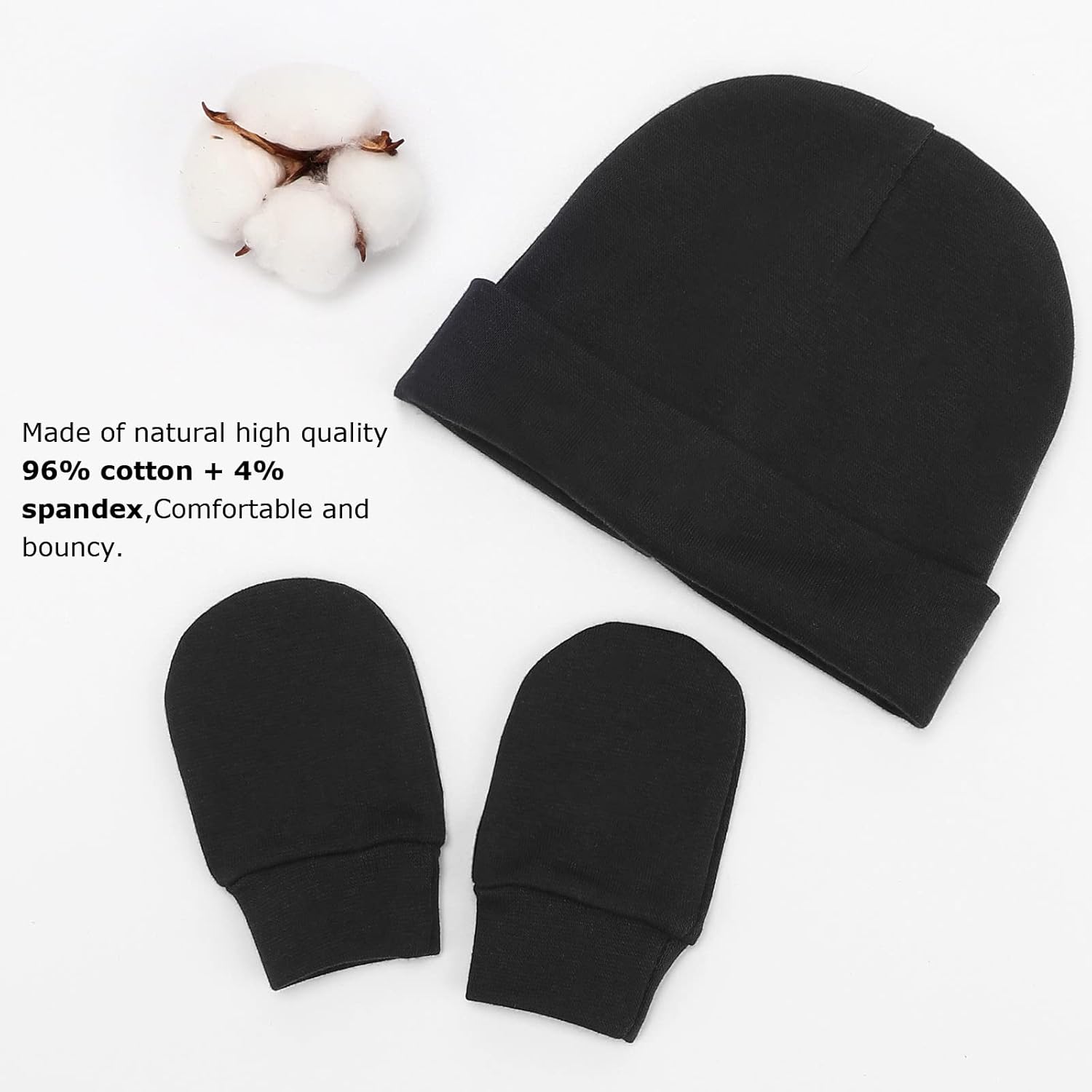 Perfect Fit for Newborns AQOKKA Baby Hats Mittens Set