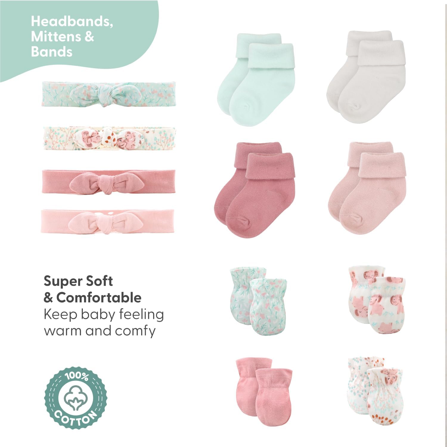 Adorably Cute Baby Layette Gift Set for Girls - Floral Elephant