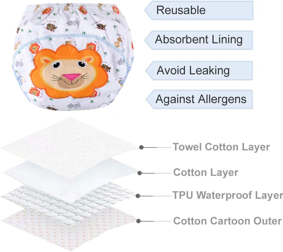 Cotton Training Pants for Toddler Girls Waterproof 4-Layer Soft Potty Training