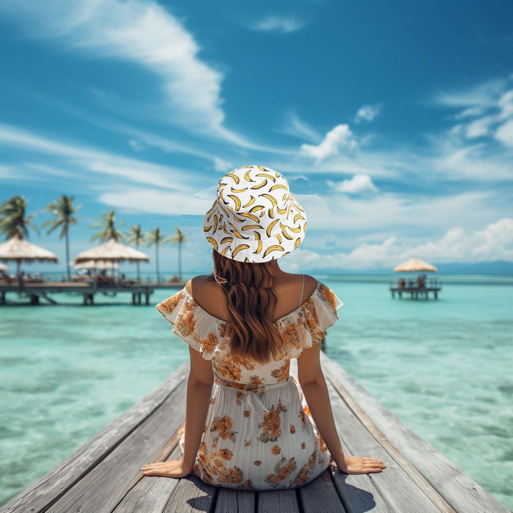 Fruit Print Bucket Hat Reversible Packable for Men Women