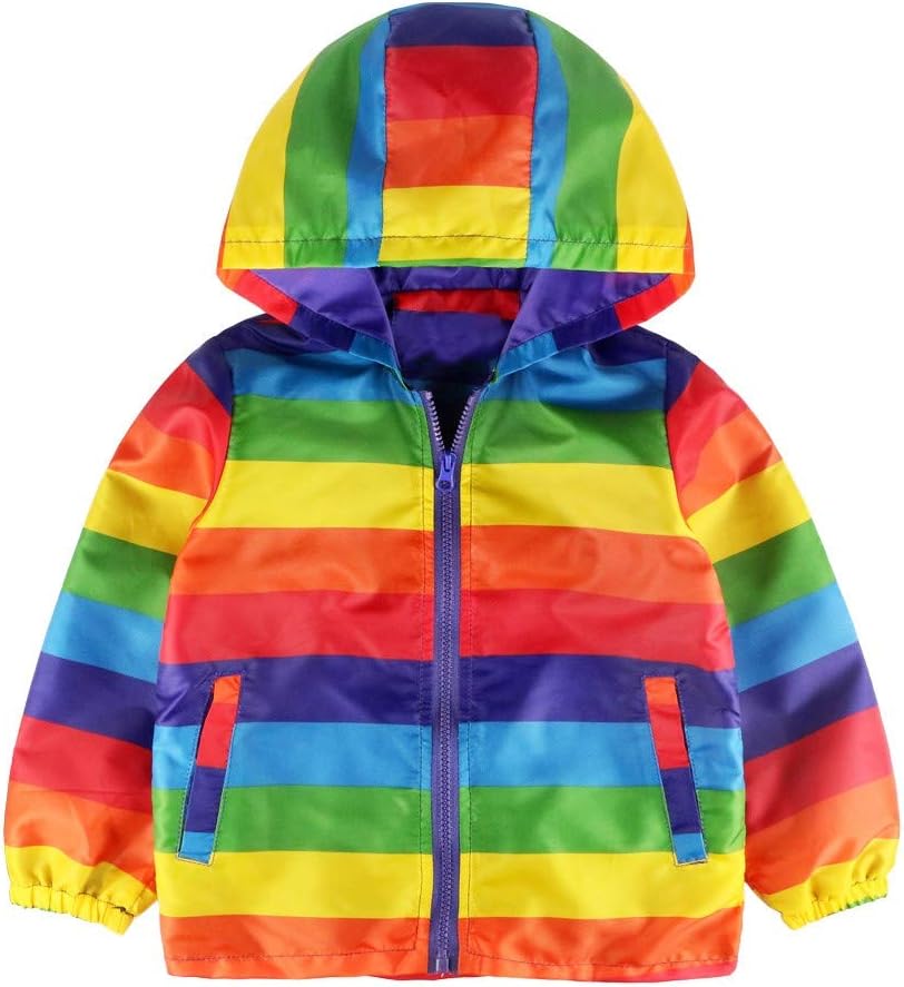 Rainbow Stripe Reversible Windbreaker Coats - Boys Girls 2-6
