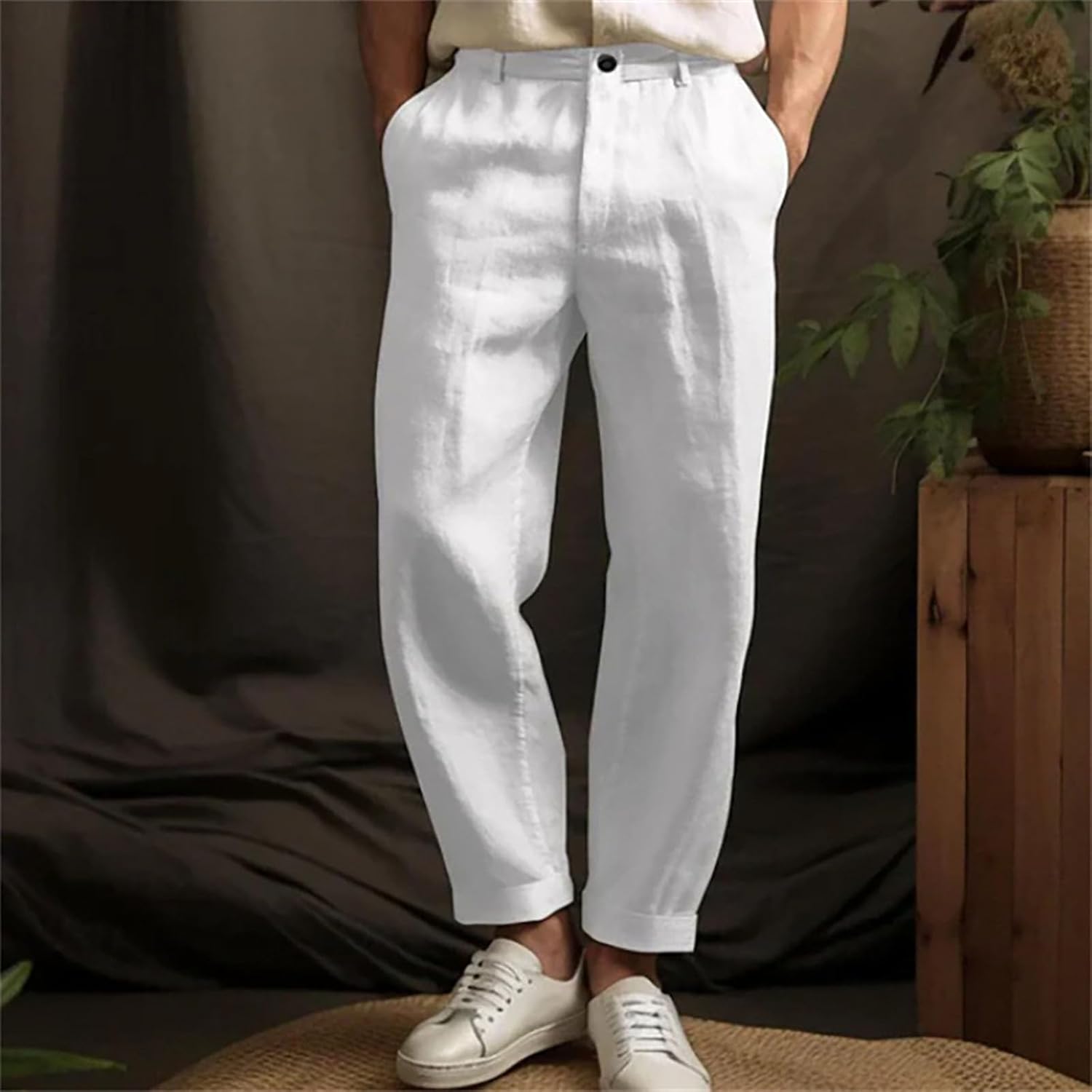 Comfortable Cotton Linen Business Pants
