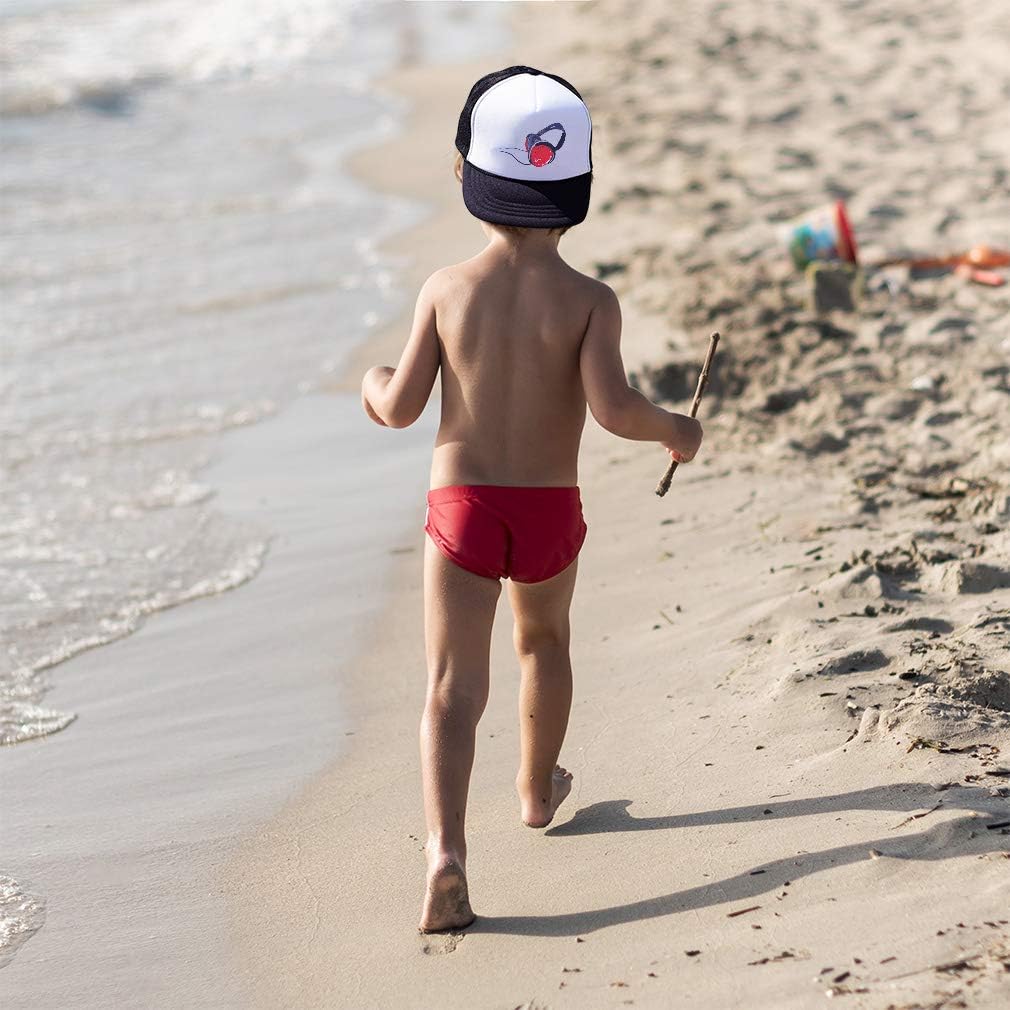 Personalized Kids Trucker Hat with Adjustable Bill Black Red Design