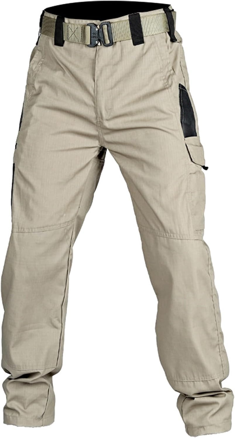 WENKOMG1 Tactical Pants for Men - Rip-Stop Waterproof Multi-Pockets Multi-Functional