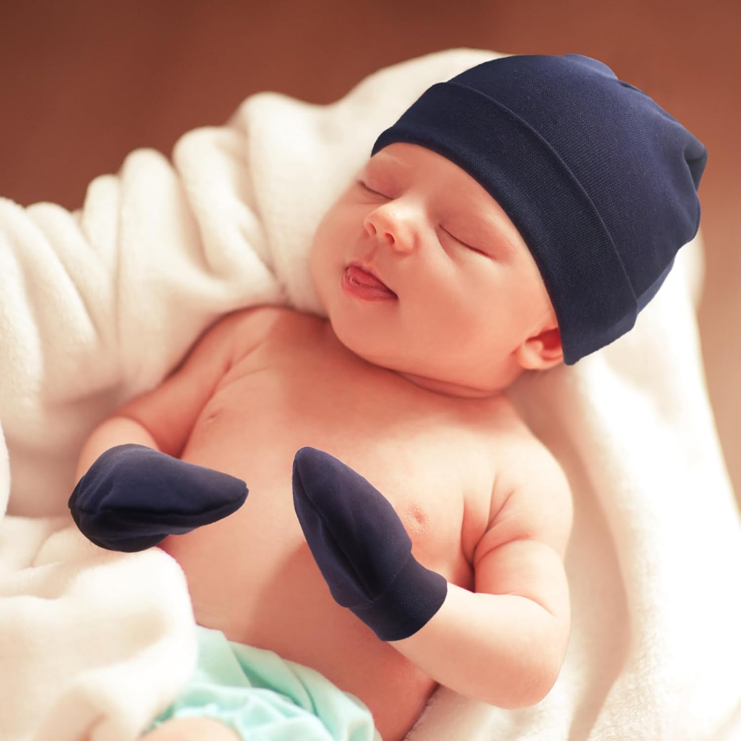 Perfect for Newborns DRESHOW BQUBO Baby Hats and Mittens Set