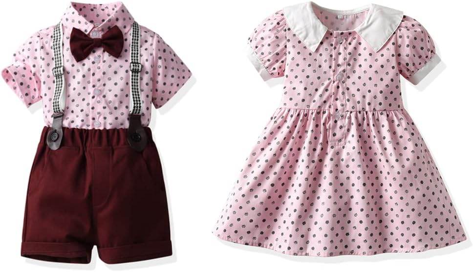 Summer Brother and Sister Matching Outfits Toddler Boys and Infant Girls Dresses