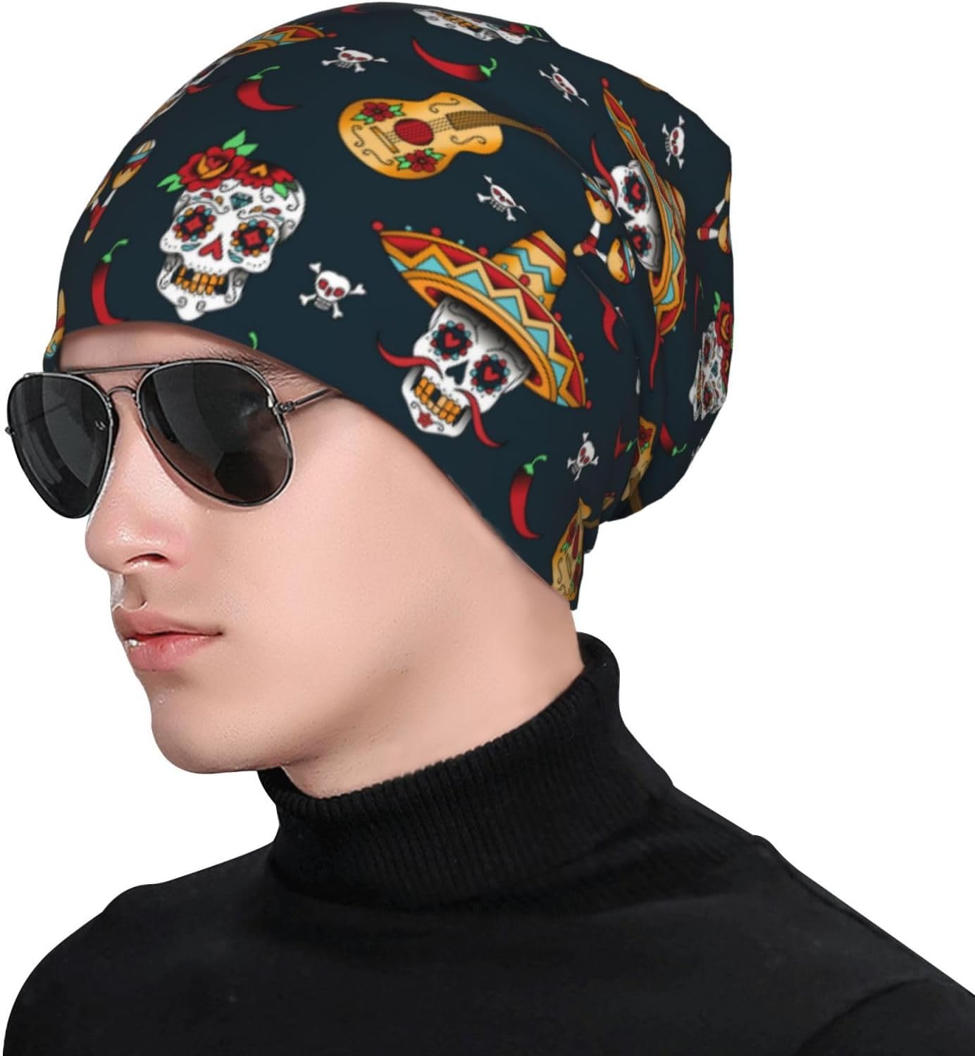 Mens Unisex Skull Beanie Hat for Winter