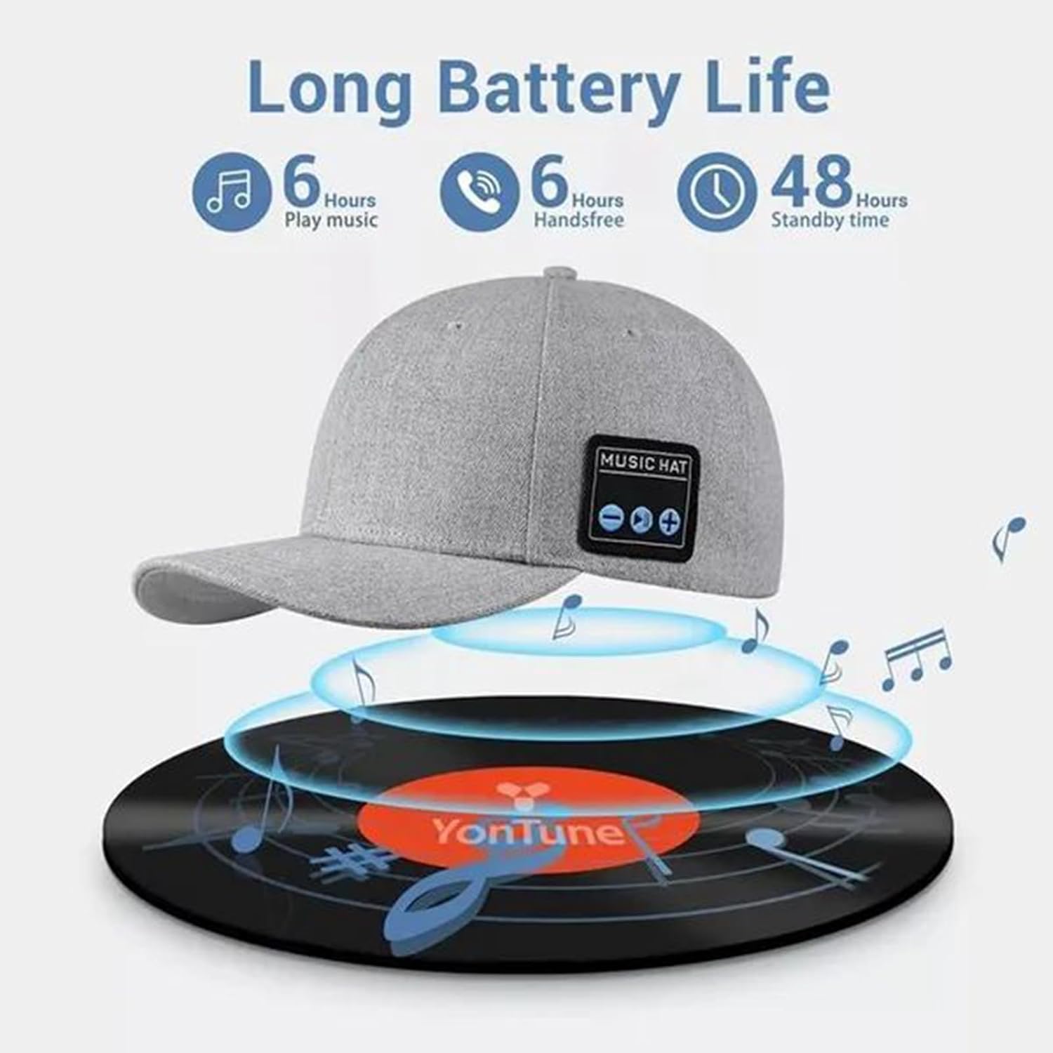 Generic Amber Wireless Bluetooth Speaker Baseball Cap for Outdoor Sports