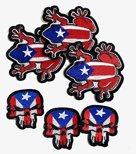 Genuine Puerto Rican Flag Iron-On Patch WITH COQUI SKELL uncontaminated