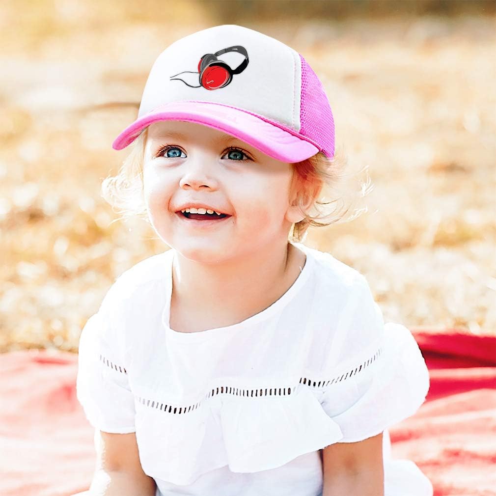 Personalized Kids Trucker Hat with Adjustable Bill Black Red Design