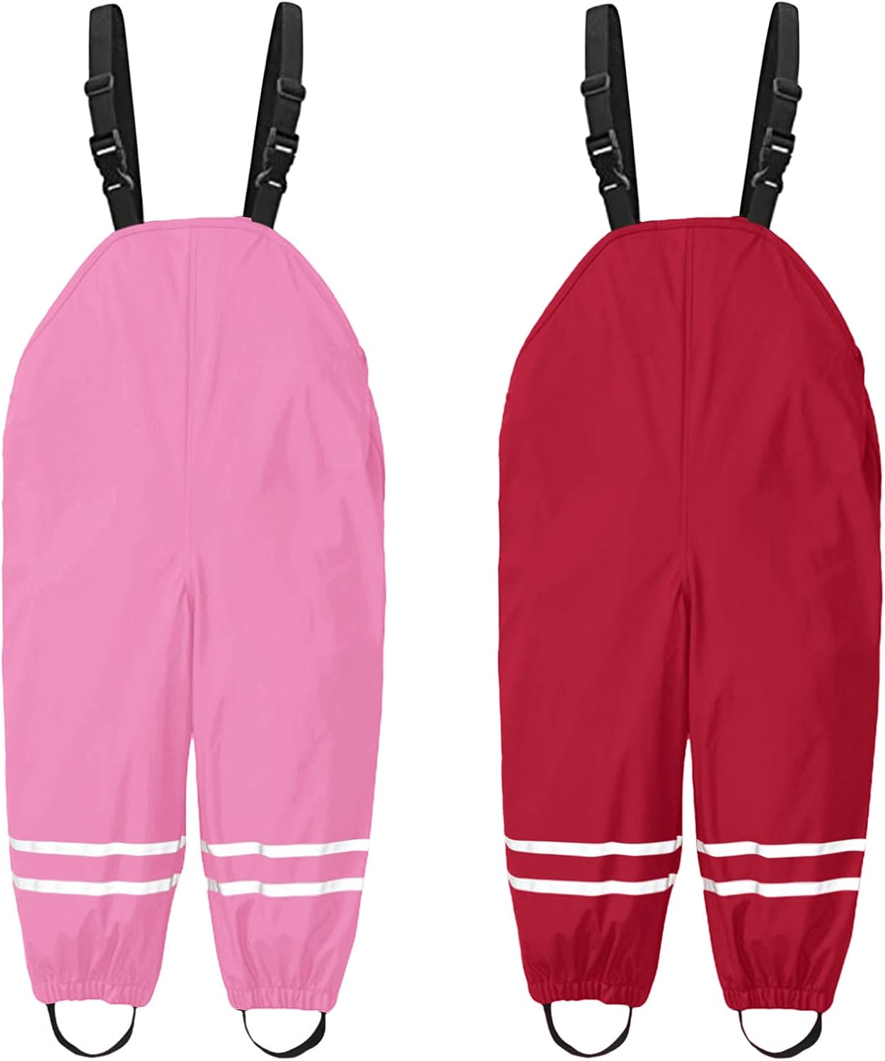 RNTOP Kids Toddler Suspender Rain Pants for Boys Girls