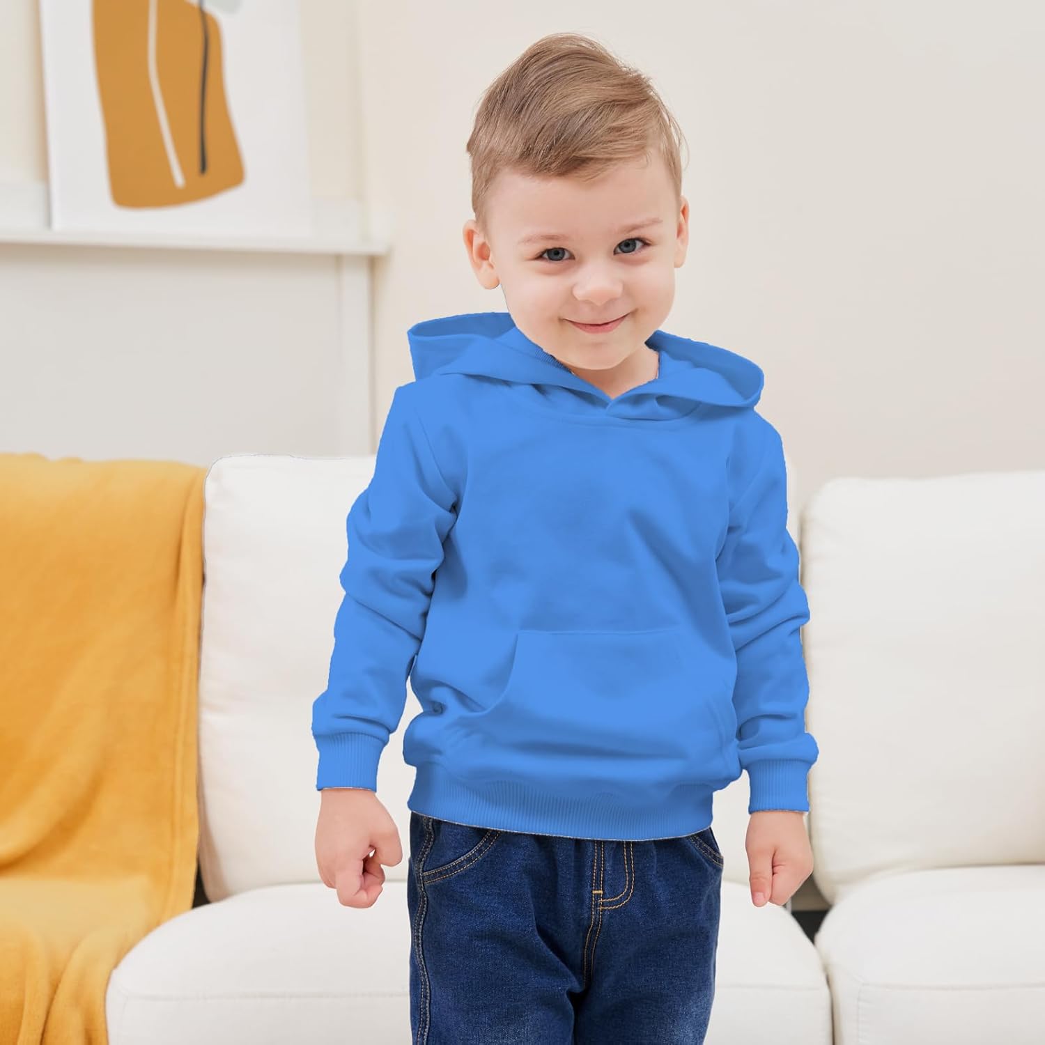 Comfortable solid long sleeve hoodie for kids