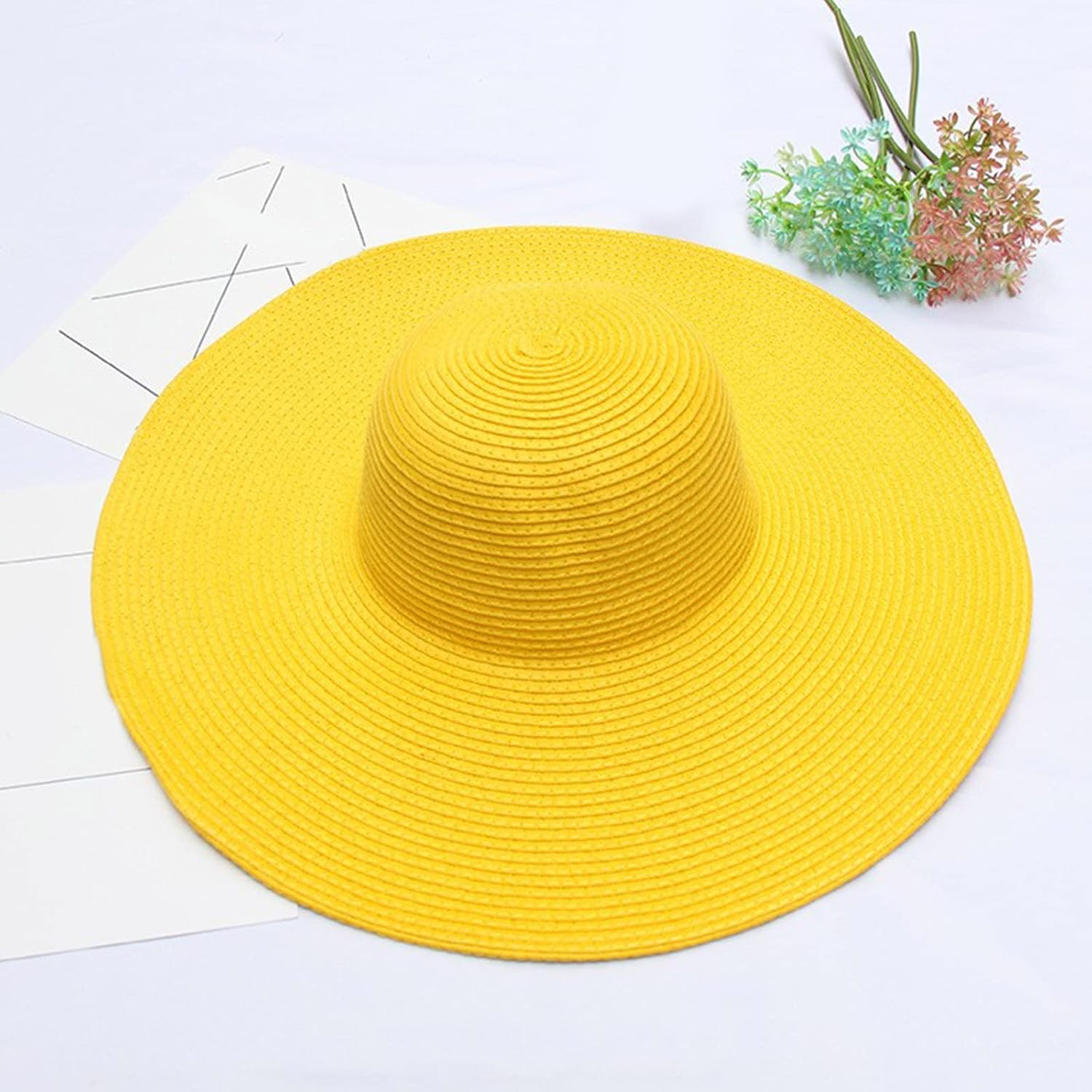 UANGKOU Boys Wide Brim Straw Hat - UV Protection Foldable Comfortable