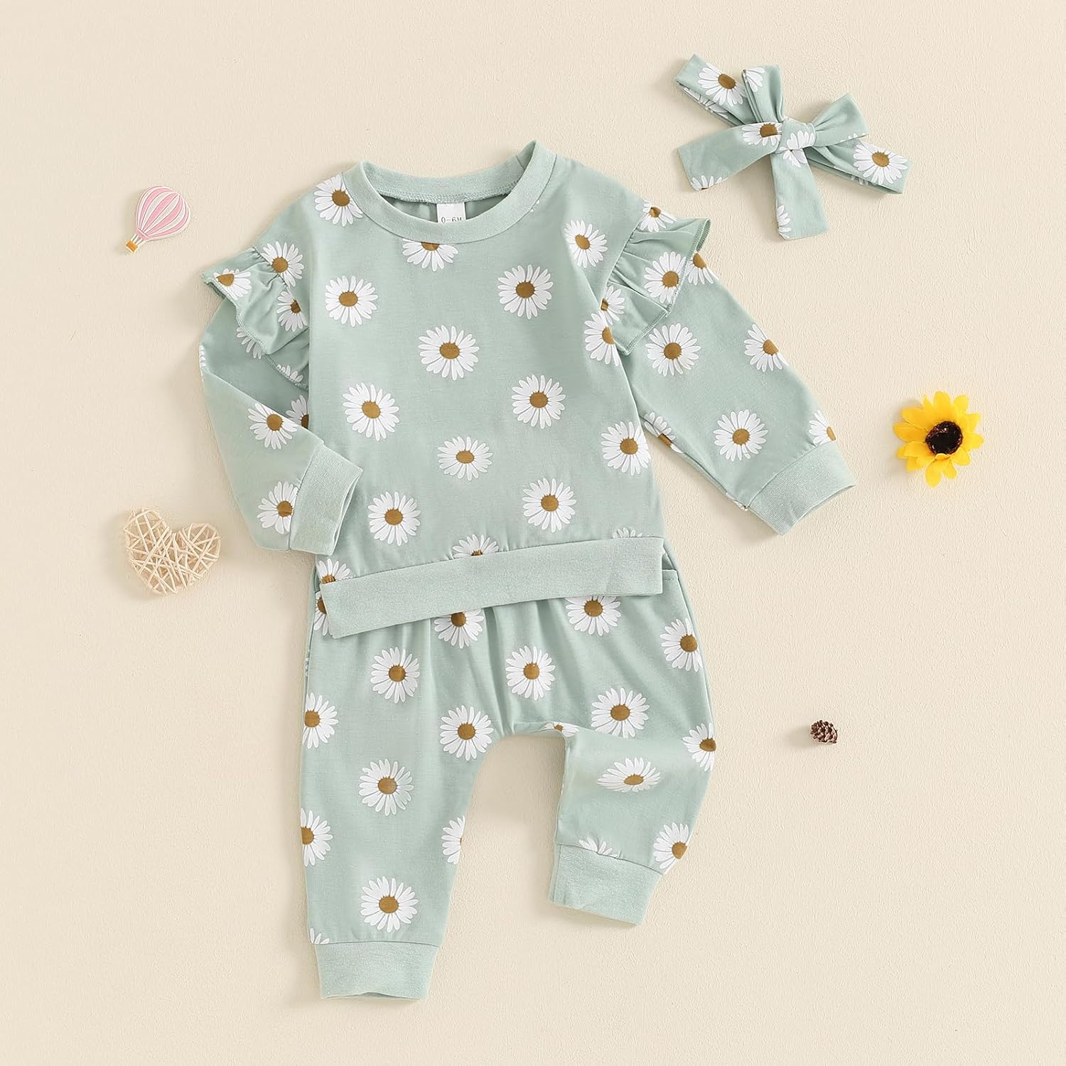LIOMENGZI Soft Ruffle Pullover Pant Set for Toddler Girls