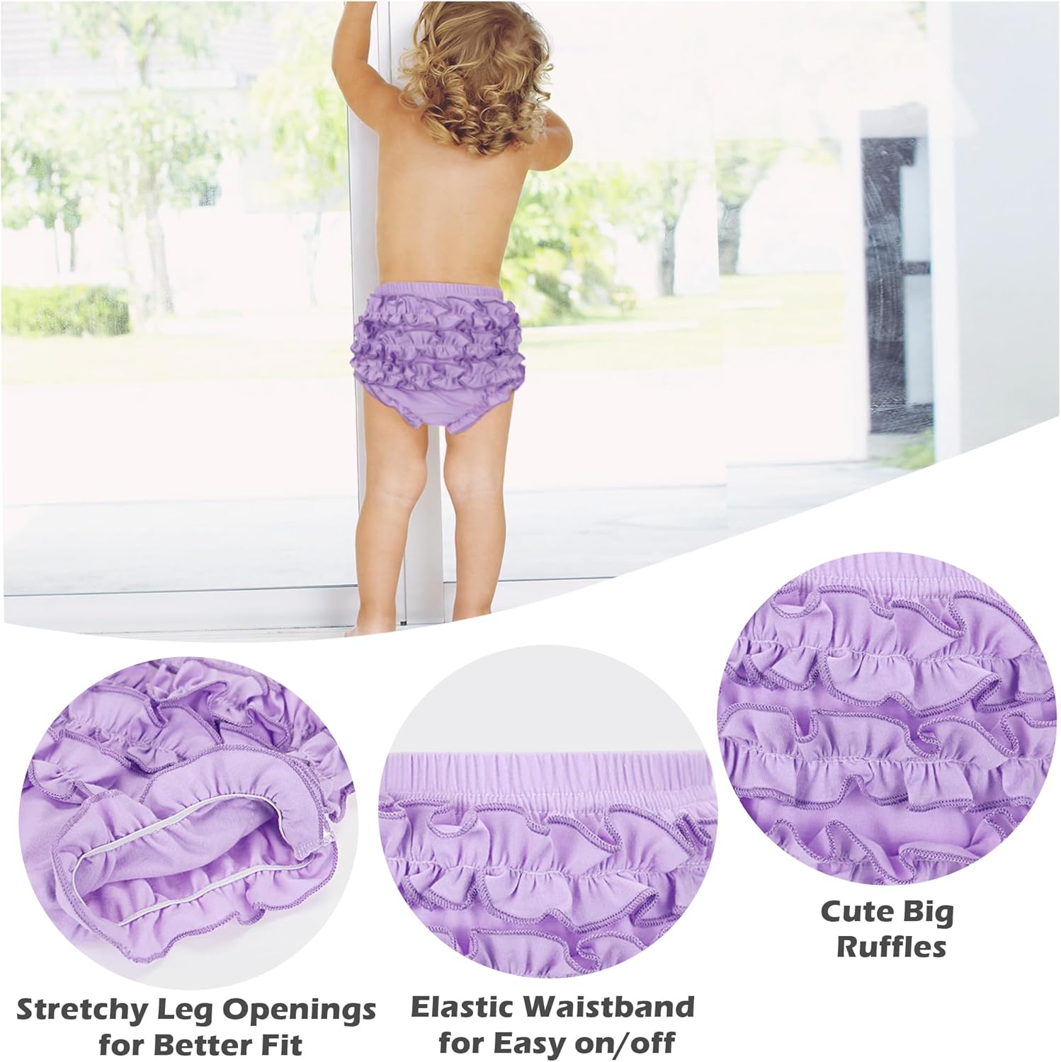 5-Pack Ruffle Diaper Covers for Toddler Girls