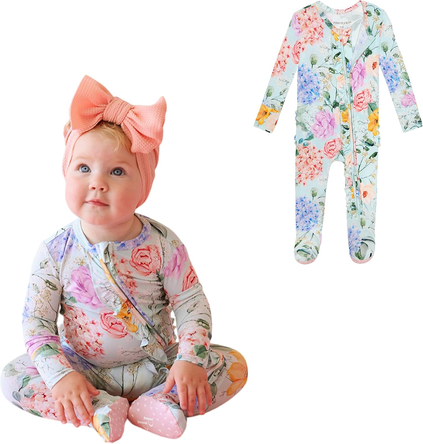 Posh Peanut Footie Pajamas for Babies Cozy Viscose Sets with Ruffles