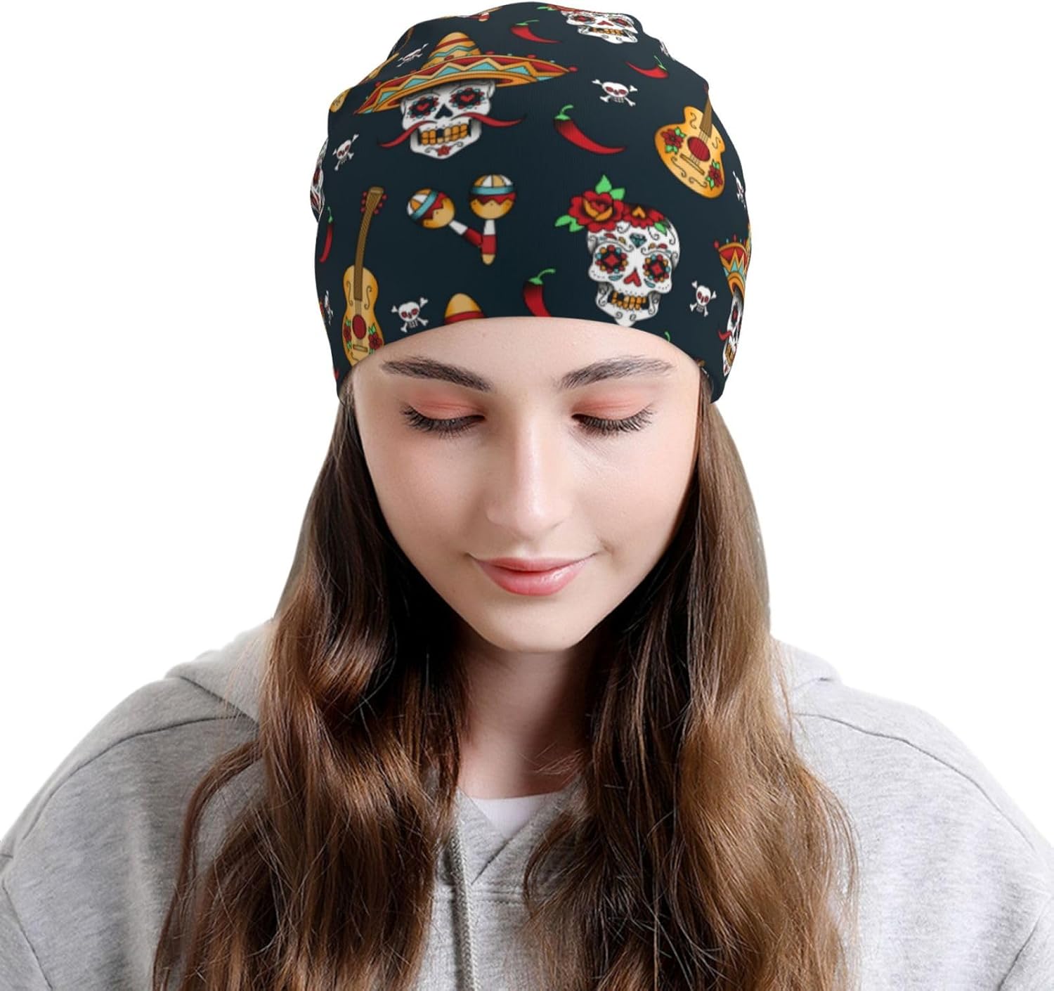 Mens Unisex Skull Beanie Hat for Winter