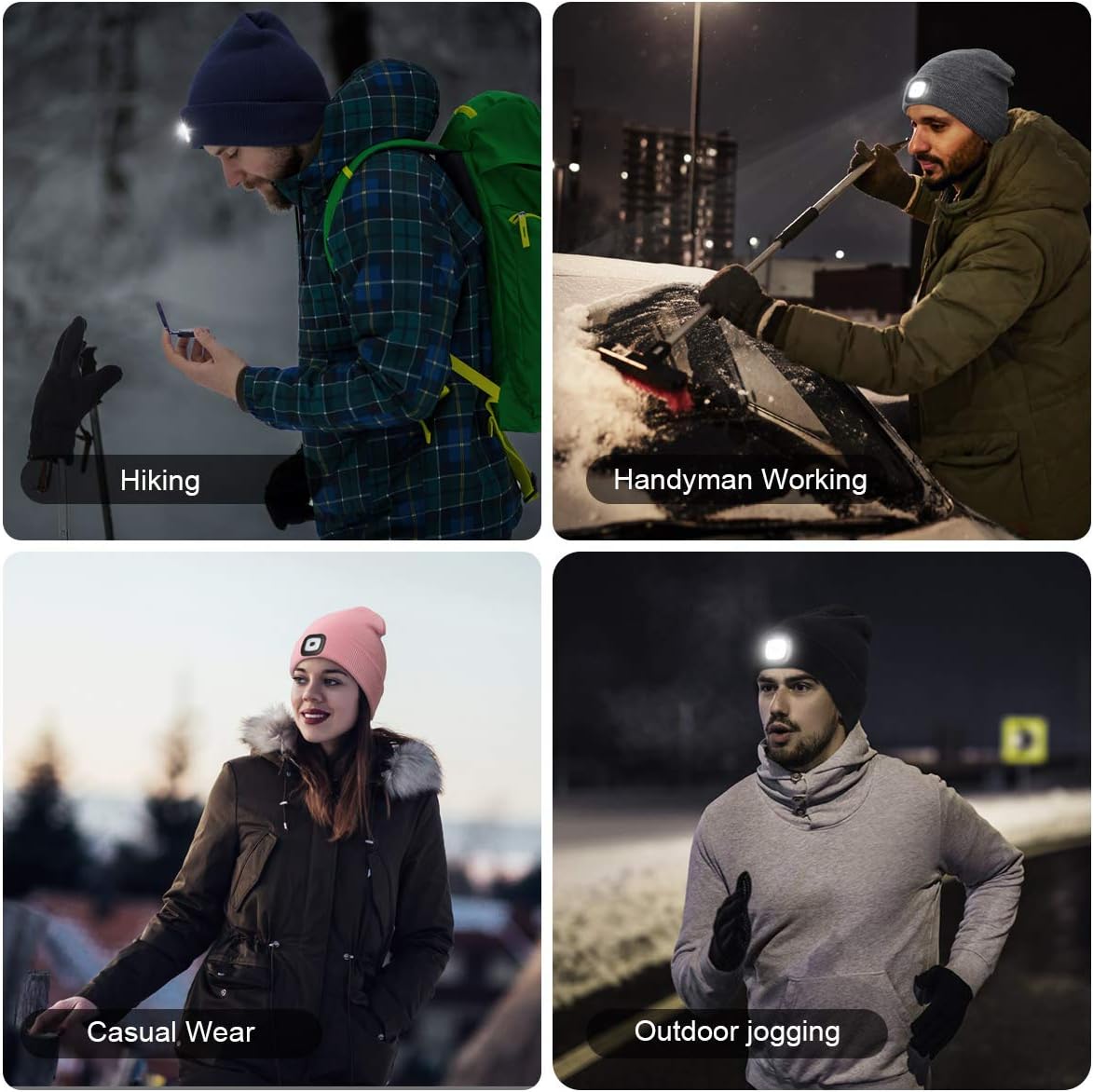 YunTuo LED beanie USB Rechargeable Winter Cap