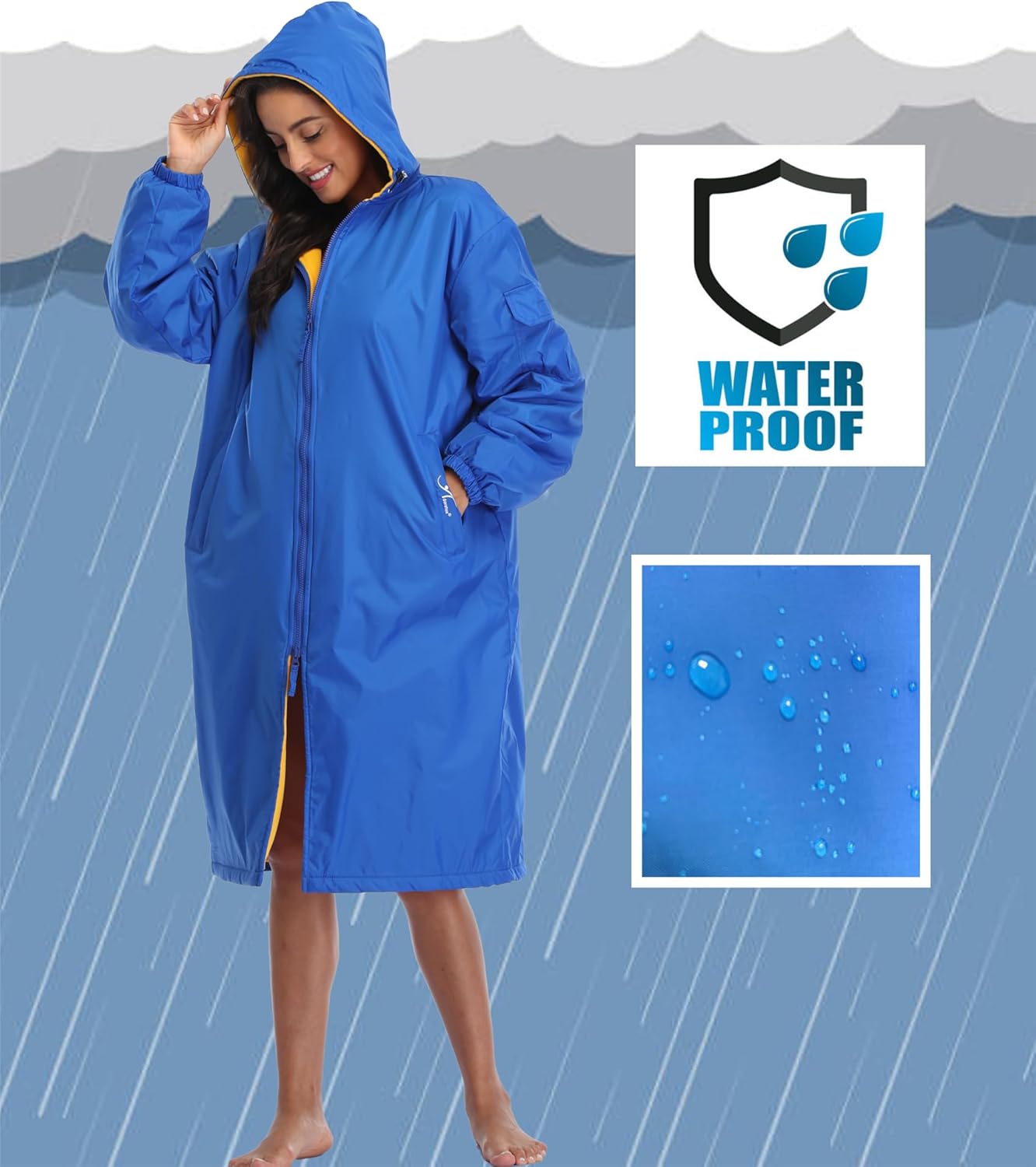 Adoretex Unisex Swim Parka Warm Water-Resistant for Swimming More
