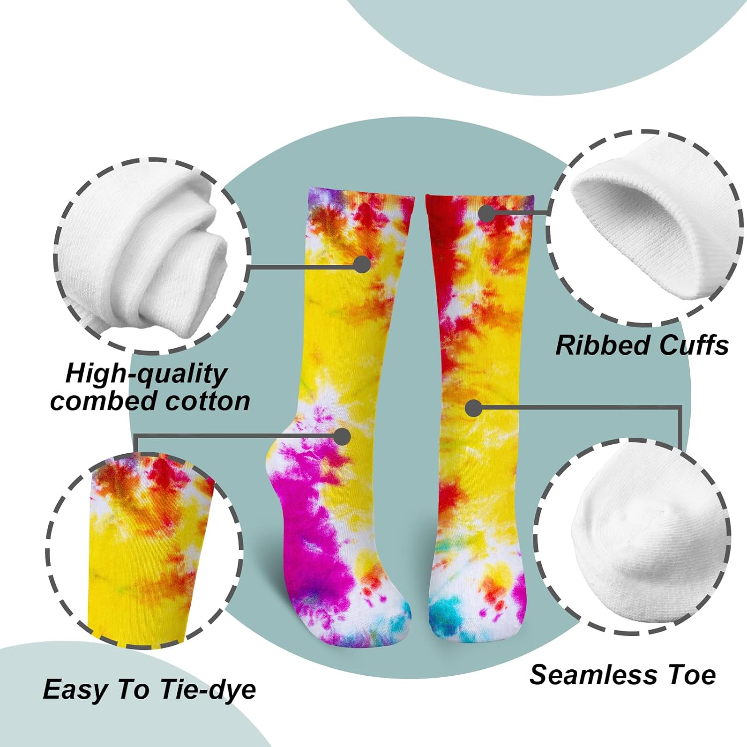 12-Pair White Knee-High Socks
