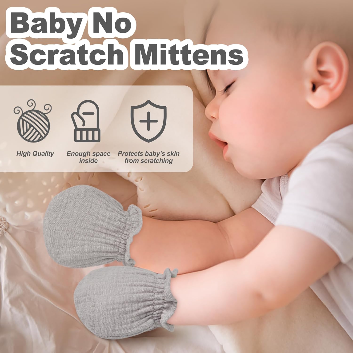 Pro Goleem Soft Breathable Baby Mittens for Newborns