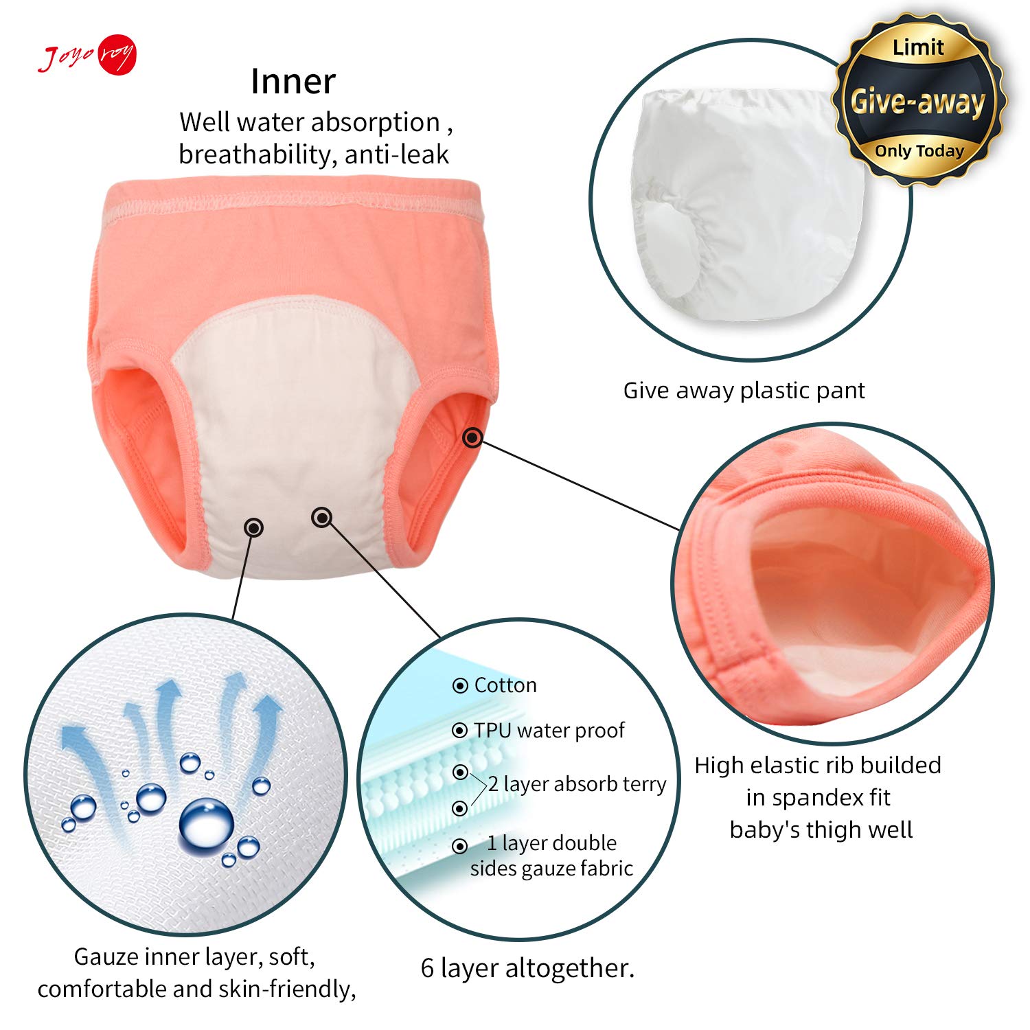 6PCS Toddler Training Underwear 2T