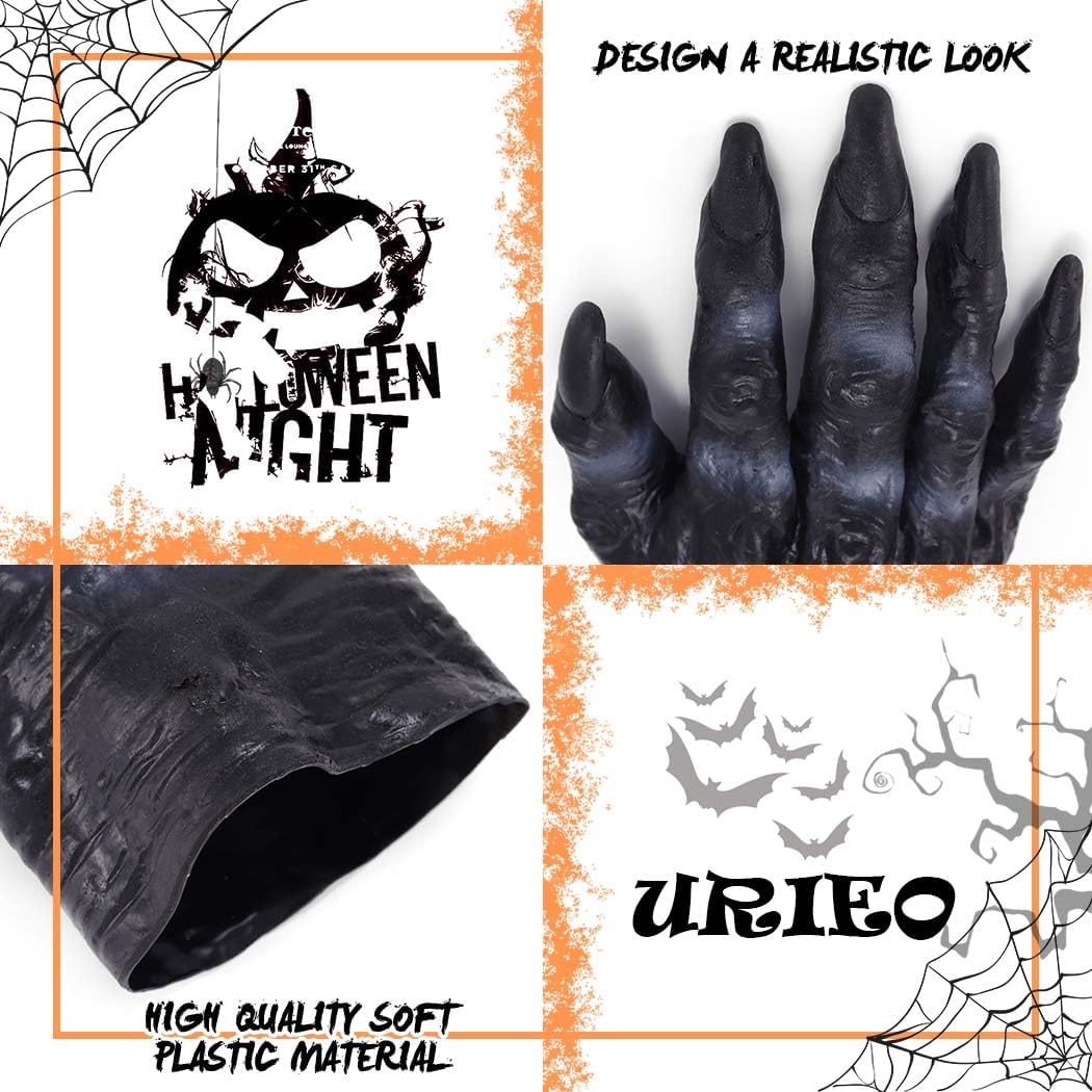 Halloween Costume Gloves for Adults - Flexible PVC Trick or Treat Trick