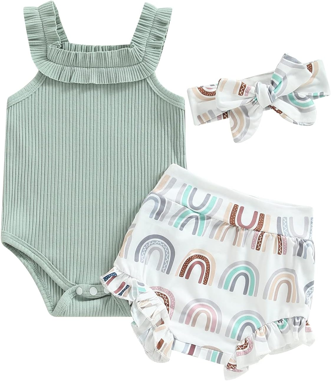 Cute Summer Outfit for Baby Girls - Romper Shorts Set