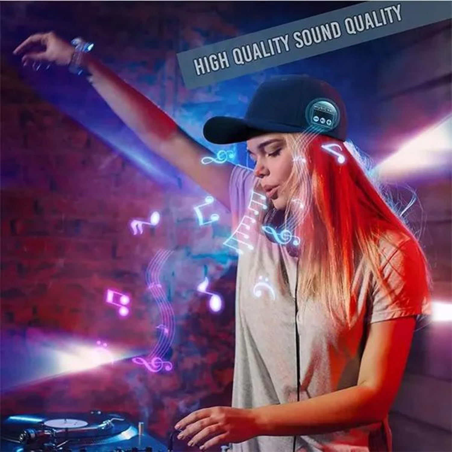 Generic Amber Wireless Bluetooth Speaker Baseball Cap for Outdoor Sports