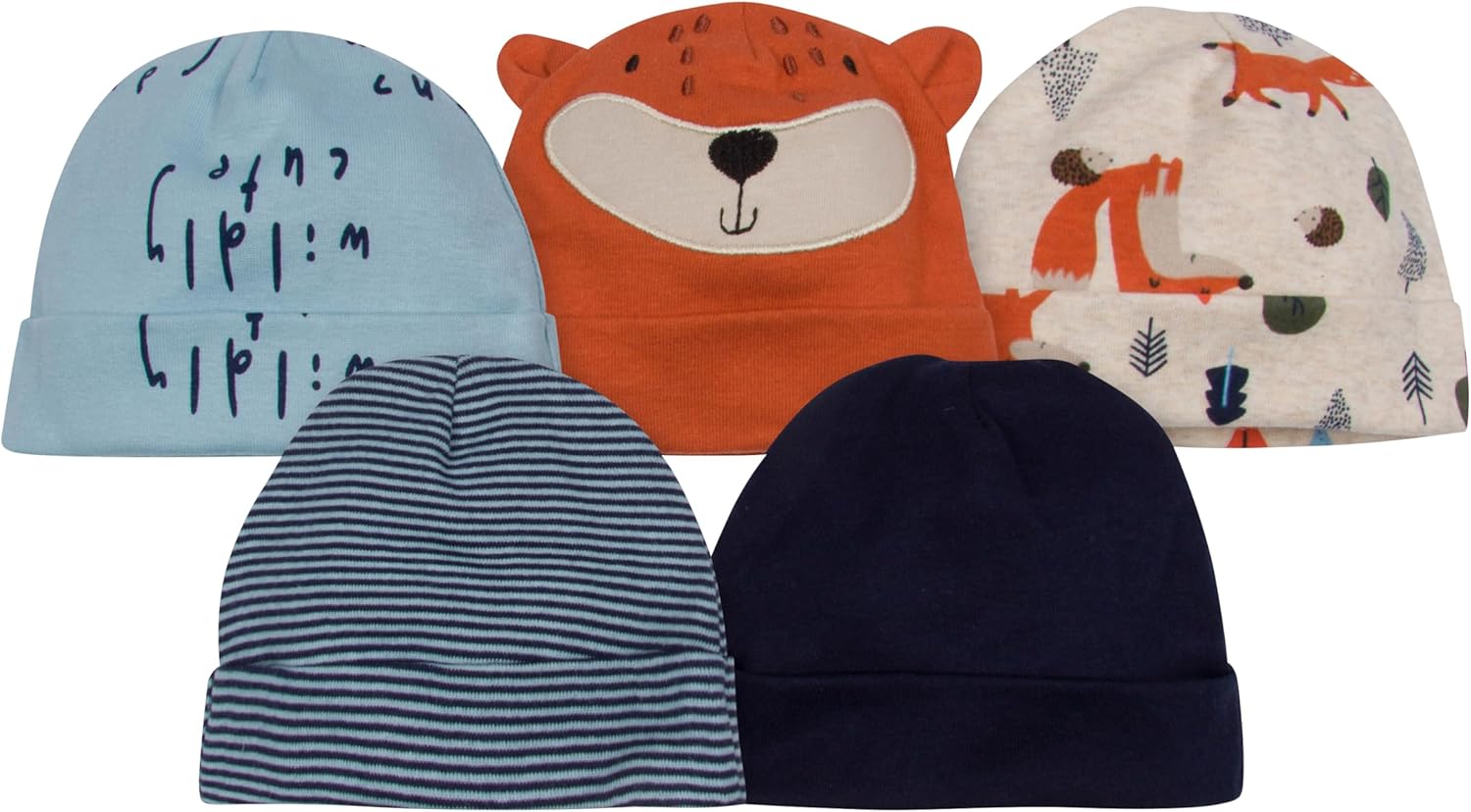 Gerber Baby 5-Pack Soft Cuff Caps for Little Ones